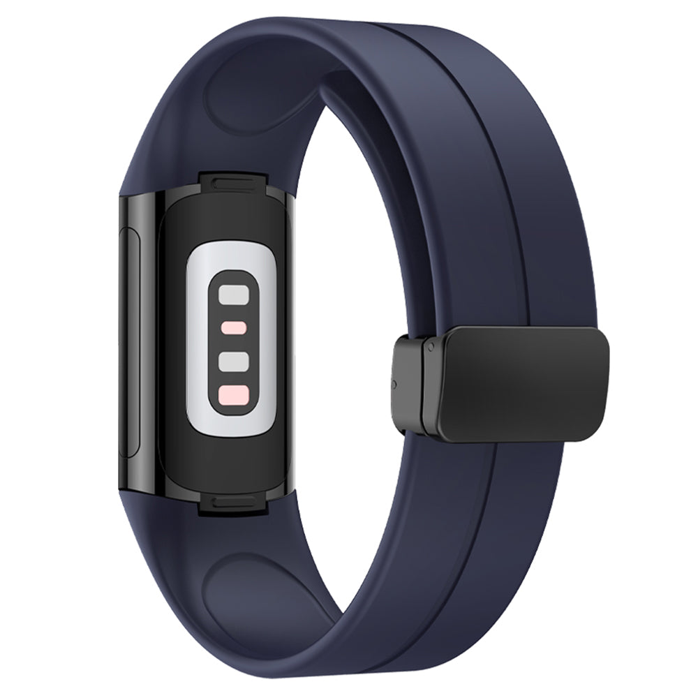 For Fitbit Charge 5 / Charge 6 Watch Strap Magnetic Silicone Band - Black
