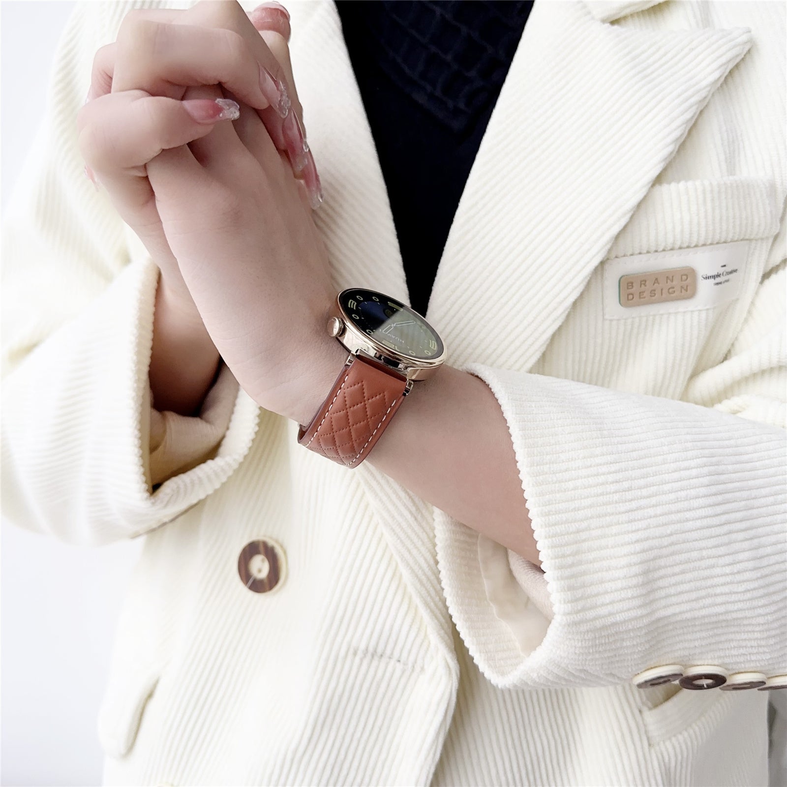 For Samsung Galaxy Watch6 Classic / Watch6 Magnetic Buckle Band 20mm Genuine Cow Leather Strap - Coffee