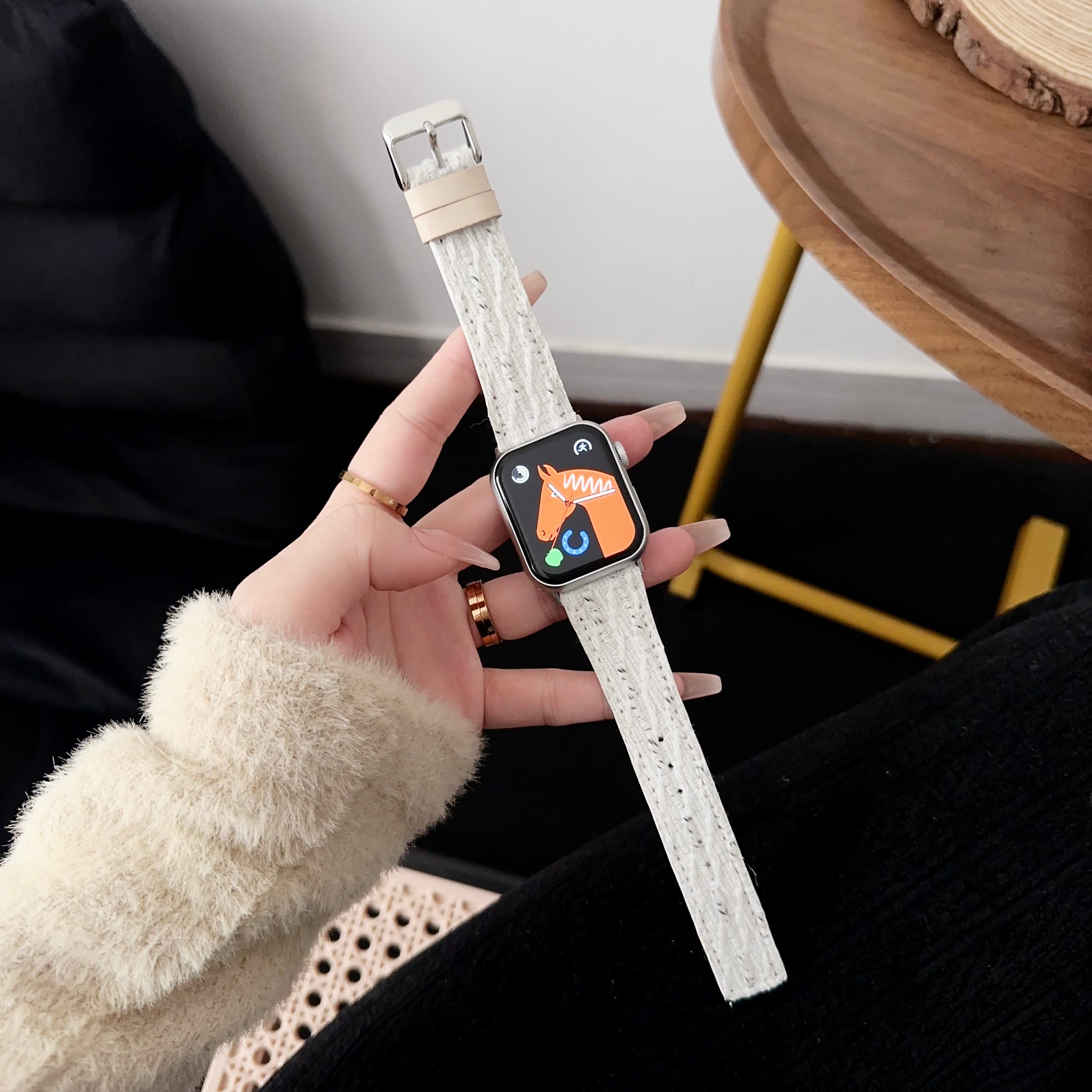 For Apple Watch 9 8 7 41mm  /  SE (2022) SE (2023) SE 6 5 4 40mm  /  3 2 1 38mm Wrist Watch Band Flat Tail Strap - Caramel