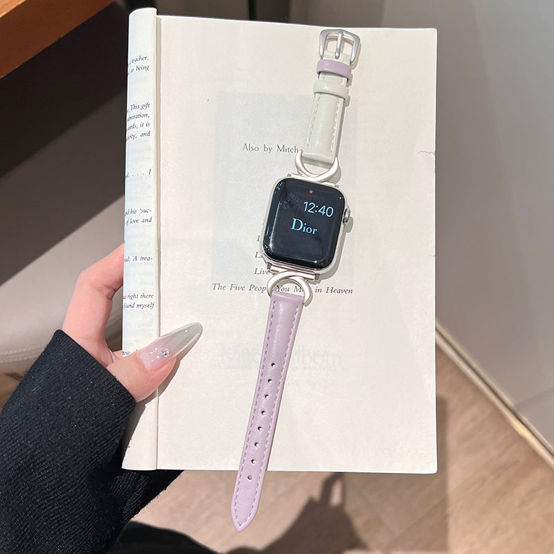 For Apple Watch Ultra 2 Ultra 49mm / Series 9 8 7 45mm / 6 5 4 SE (2023) SE (2022) SE 44mm / 3 2 1 42mm Watchband - Taro Purple White