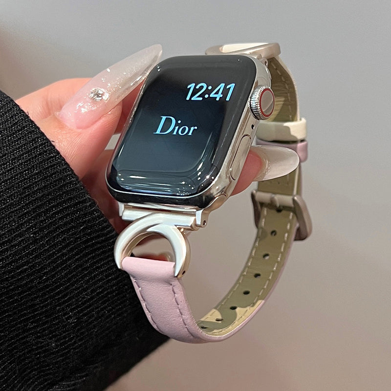For Apple Watch Ultra 2 Ultra 49mm / Series 9 8 7 45mm / 6 5 4 SE (2023) SE (2022) SE 44mm / 3 2 1 42mm Watchband - Taro Purple White