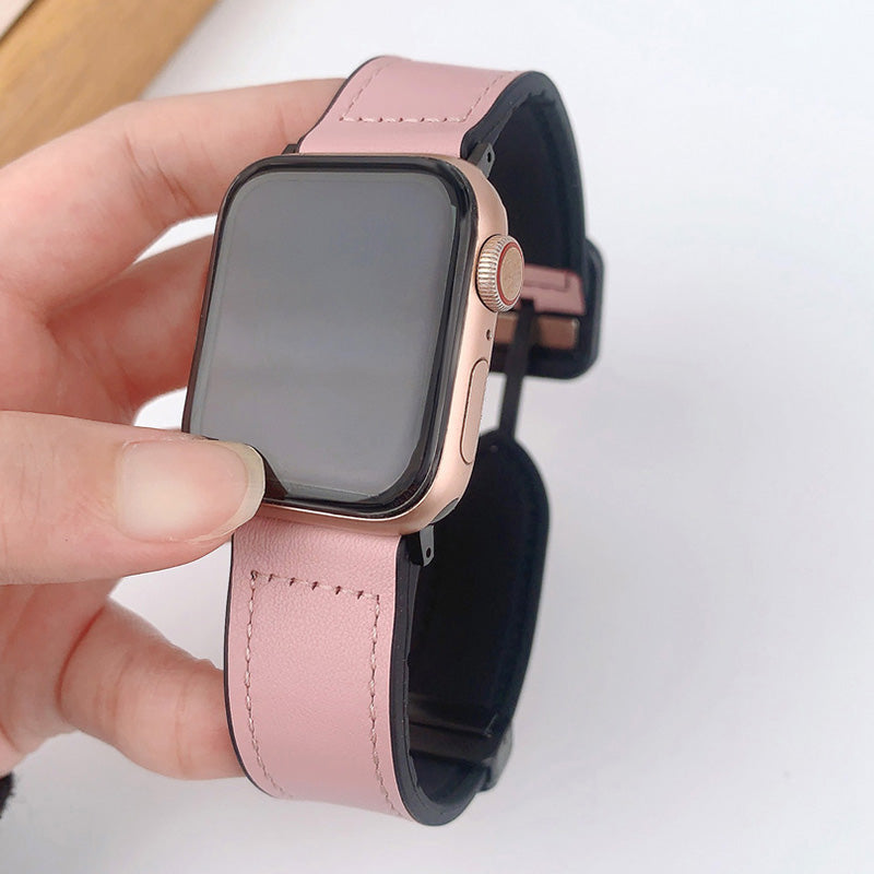 For Apple Watch Ultra 2 Ultra 49mm  /  Series 9 8 7 45mm  /  6 5 4 SE (2022) SE (2023) SE 44mm  /  3 2 1 42mm  PU Leather Coated Silicone Band - Taupe