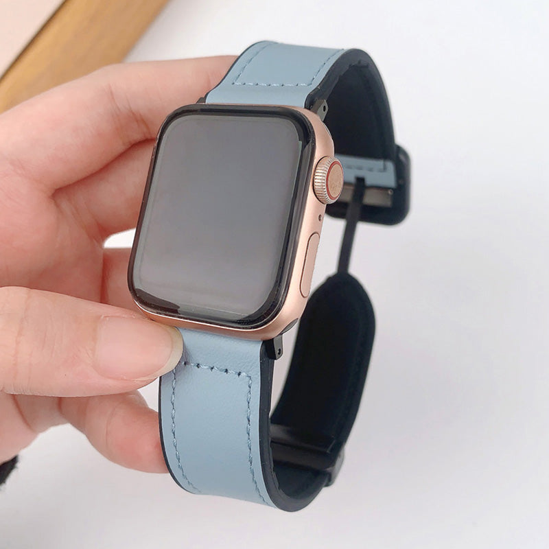 For Apple Watch Ultra 2 Ultra 49mm  /  Series 9 8 7 45mm  /  6 5 4 SE (2022) SE (2023) SE 44mm  /  3 2 1 42mm  PU Leather Coated Silicone Band - Taupe