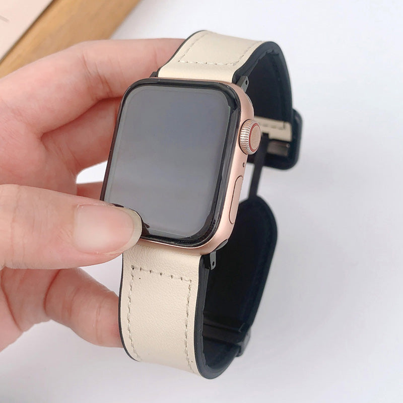 For Apple Watch Ultra 2 Ultra 49mm  /  Series 9 8 7 45mm  /  6 5 4 SE (2022) SE (2023) SE 44mm  /  3 2 1 42mm  PU Leather Coated Silicone Band - Taupe