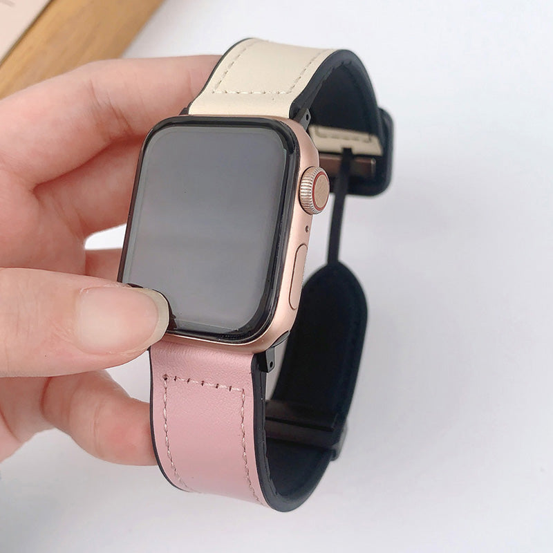 For Apple Watch Ultra 2 Ultra 49mm  /  Series 9 8 7 45mm  /  6 5 4 SE (2022) SE (2023) SE 44mm  /  3 2 1 42mm  PU Leather Coated Silicone Band - Taupe