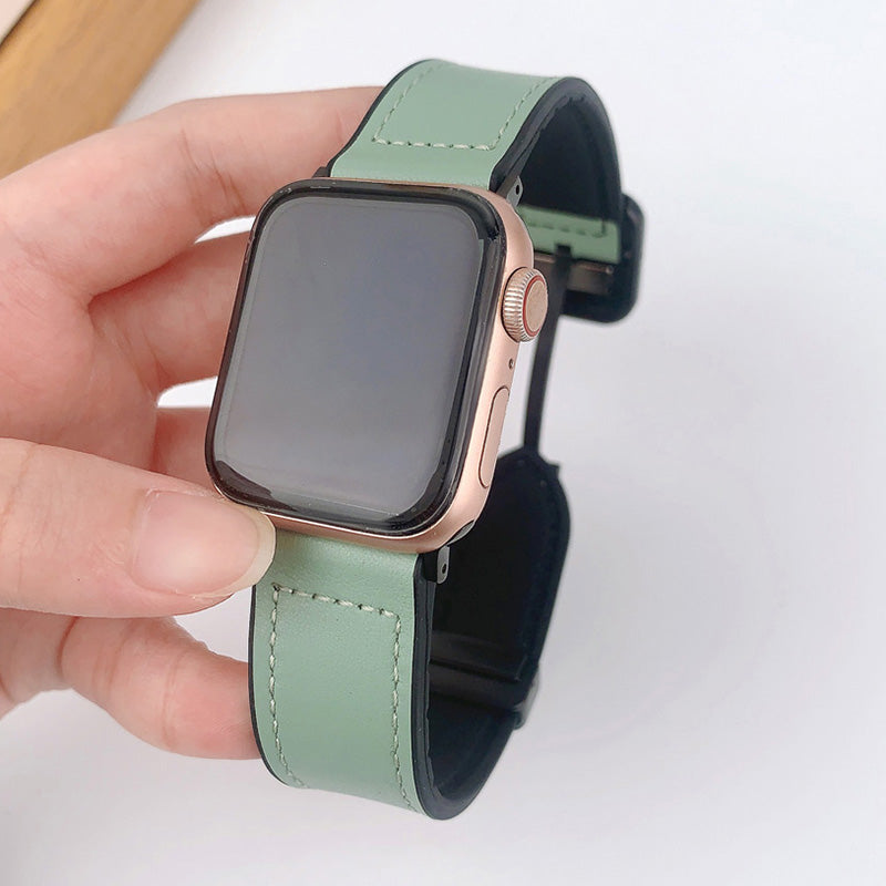 For Apple Watch Ultra 2 Ultra 49mm  /  Series 9 8 7 45mm  /  6 5 4 SE (2022) SE (2023) SE 44mm  /  3 2 1 42mm  PU Leather Coated Silicone Band - Taupe