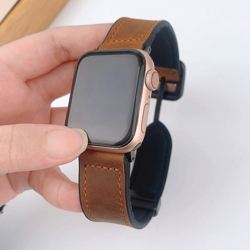 For Apple Watch Ultra 2 Ultra 49mm  /  Series 9 8 7 45mm  /  6 5 4 SE (2022) SE (2023) SE 44mm  /  3 2 1 42mm  PU Leather Coated Silicone Band - Taupe