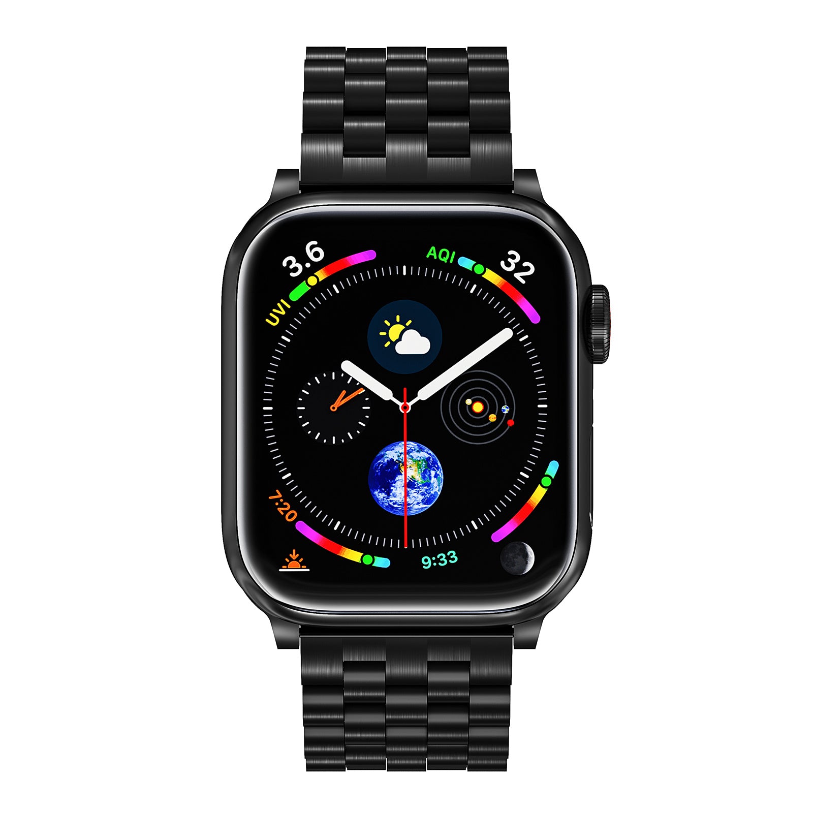 For Apple Watch Series 9  /  8  /  7 41mm  /  6  /  5  /  4  /  SE (2023)  /  SE(2022)  /  SE 40mm  /  3  /  2  /  1 38mm Metal Watchband - Black