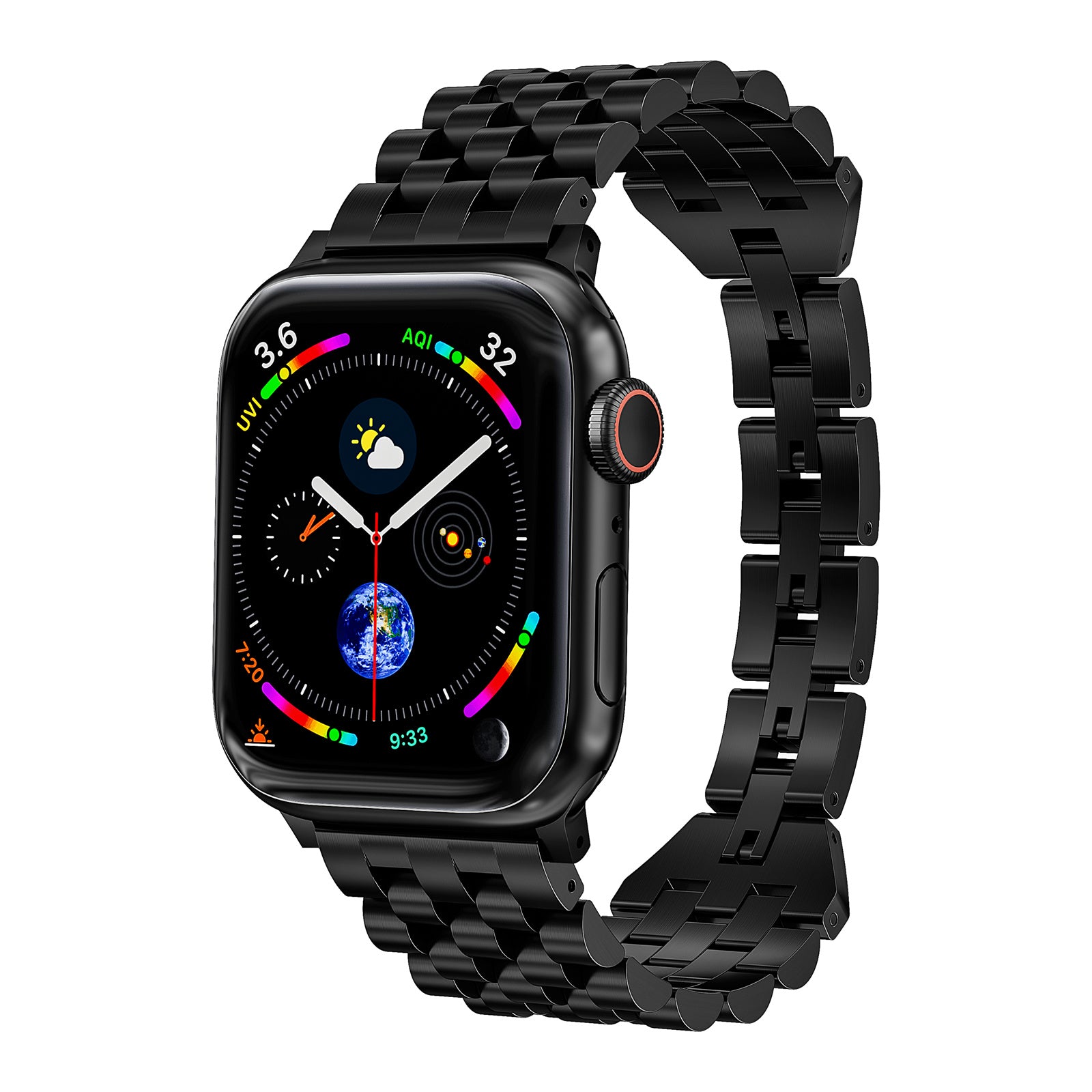 For Apple Watch Ultra 2 Ultra 49mm / 9 8 7 45mm / SE (2023) SE (2022) SE 6 5 4 44mm / 3 2 1 42mm Metal Strap Replacement - Black
