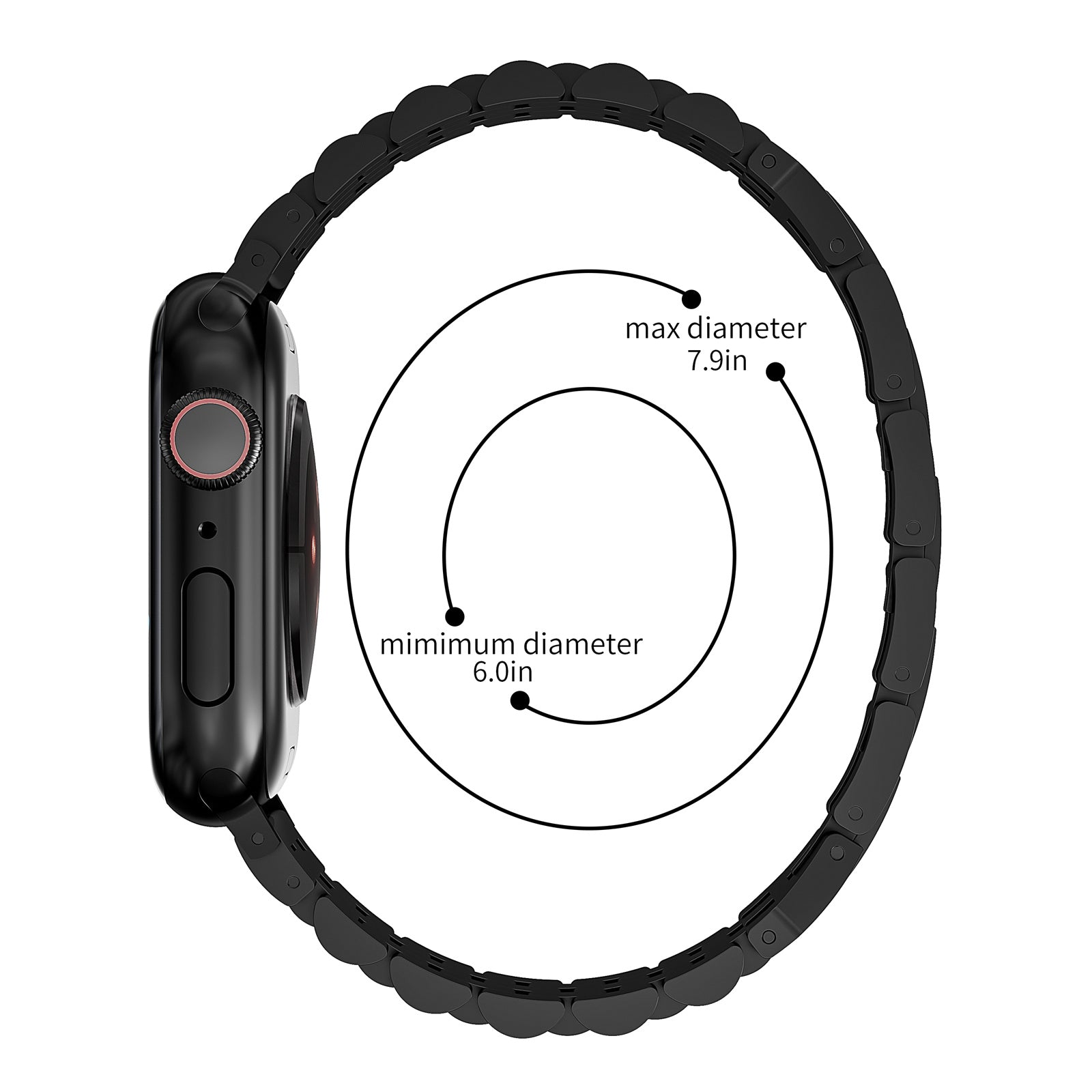For Apple Watch Ultra 2 Ultra 49mm / 9 8 7 45mm / SE (2023) SE (2022) SE 6 5 4 44mm / 3 2 1 42mm Metal Strap Replacement - Black
