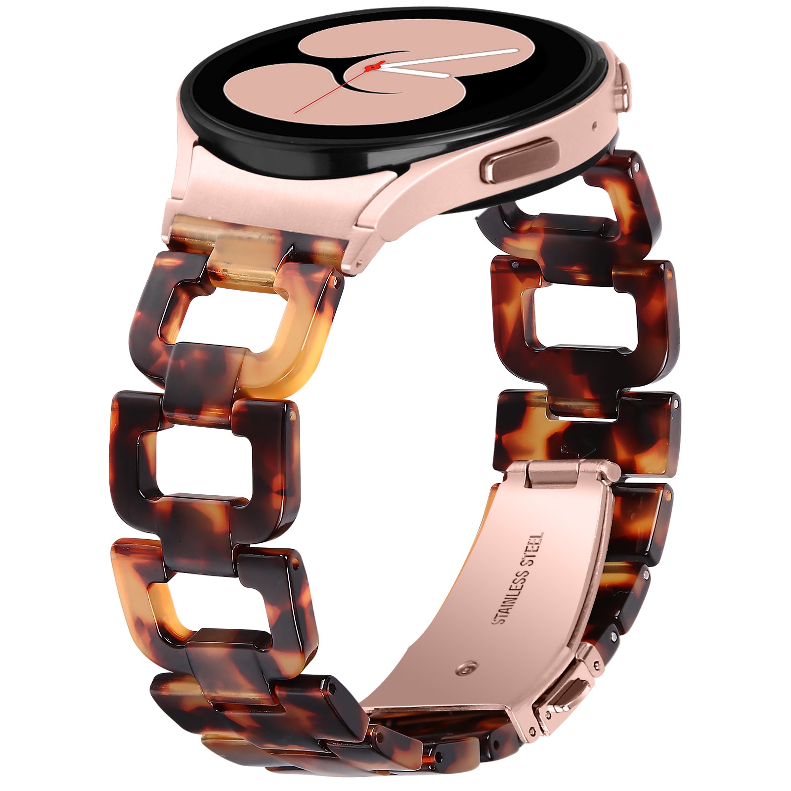 For Samsung Galaxy Watch4 Active 40mm / Active 44mm / Classic 42mm / Classic 46mm Resin D-Shape Watch Strap - Tortoiseshell
