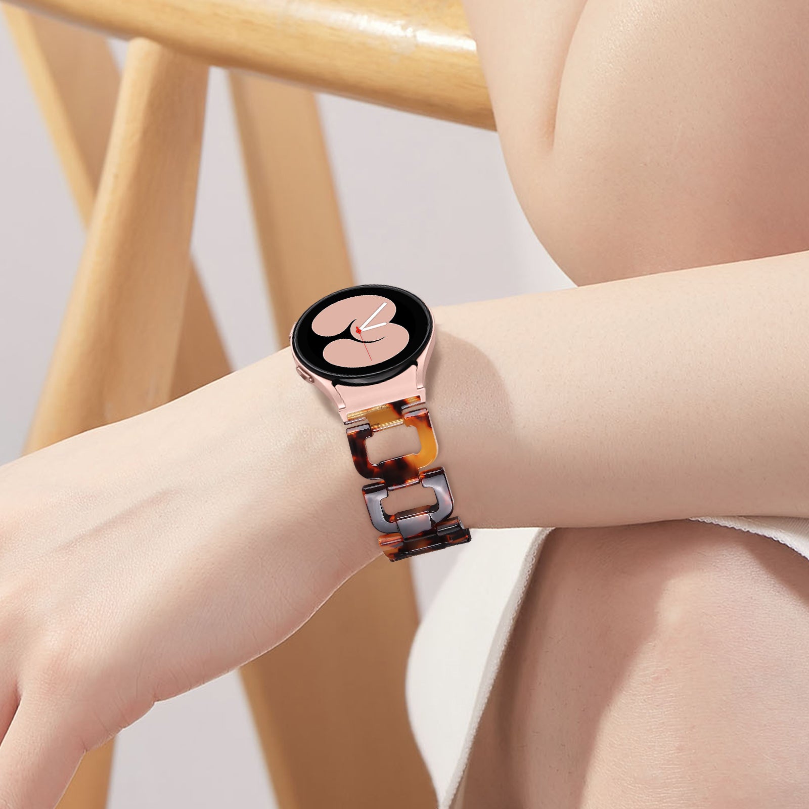 For Samsung Galaxy Watch4 Active 40mm / Active 44mm / Classic 42mm / Classic 46mm Resin D-Shape Watch Strap - Tortoiseshell
