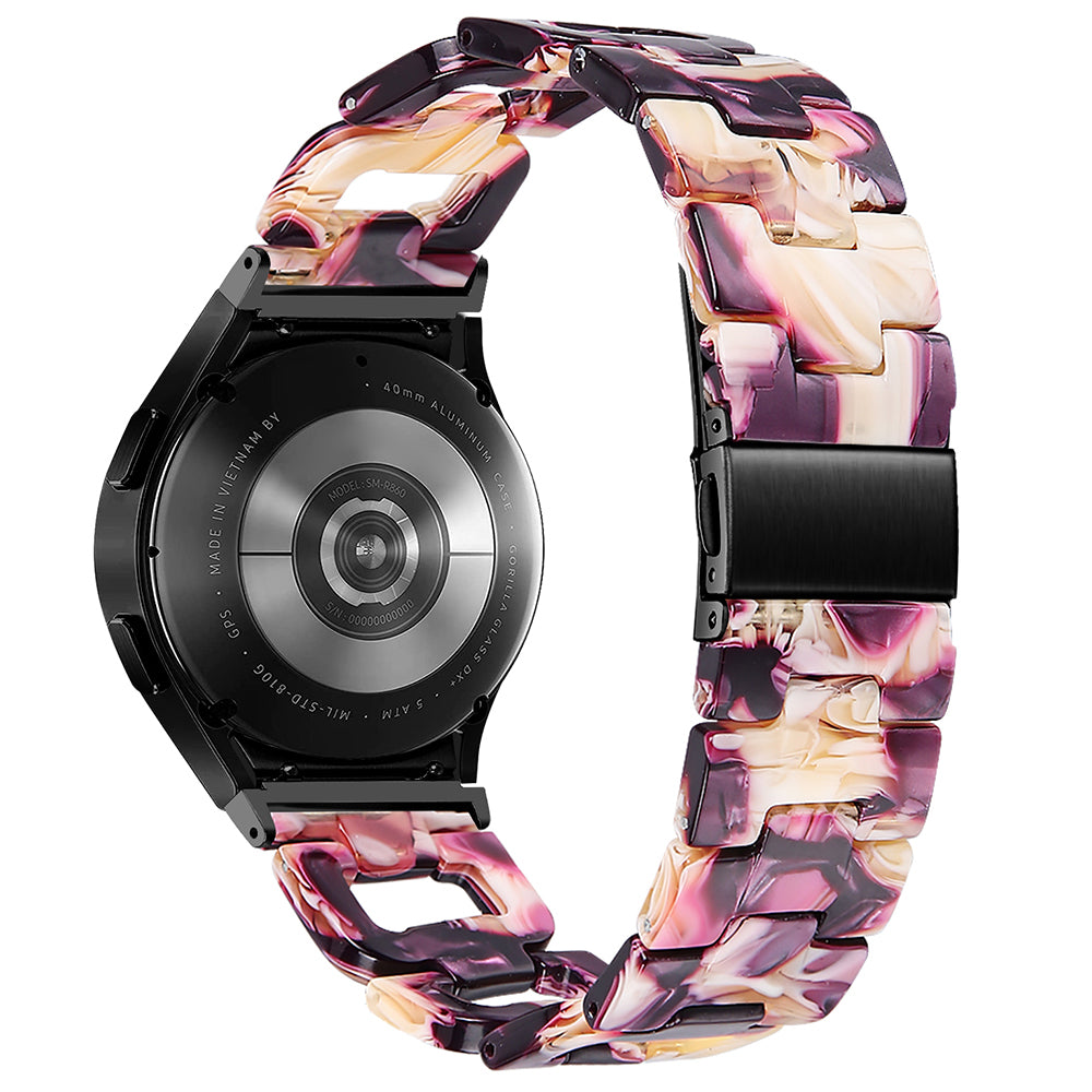 For Samsung Galaxy Watch4 Active 40mm / Active 44mm / Classic 42mm / Classic 46mm Resin D-Shape Watch Strap - Tortoiseshell