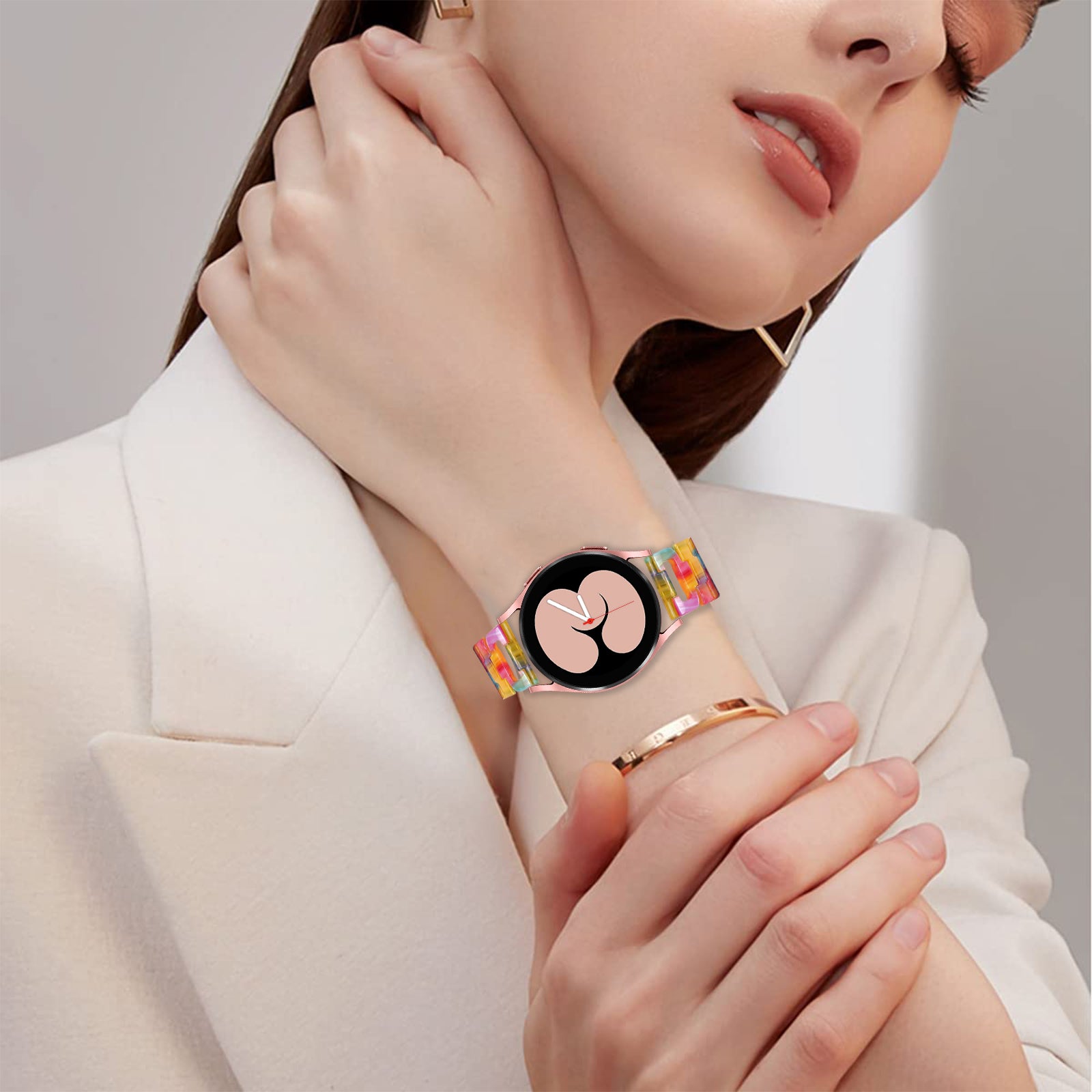 For Samsung Galaxy Watch 5 40mm / 44mm / Watch 5 Pro 45mm Smart Watch D-Shape Resin Bracelet Watchband - Rainbow