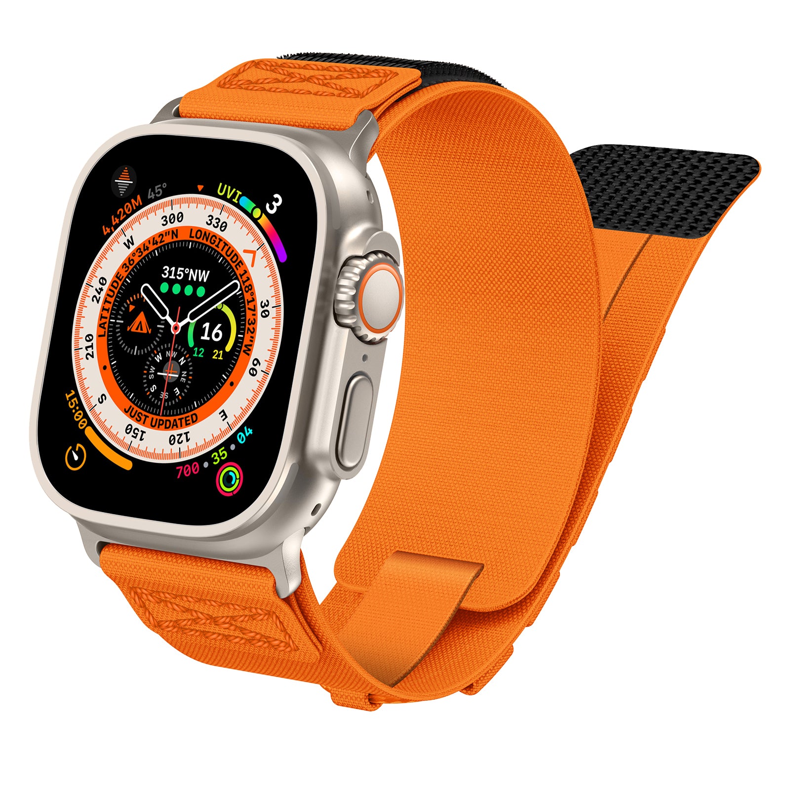 For Apple Watch Ultra 2 Ultra 49mm / Series 9 8 7 45mm / 6 5 4 SE (2023) SE (2022) SE 44mm / 3 2 1 42mm Sport Nylon Braided Watch Band - Orange