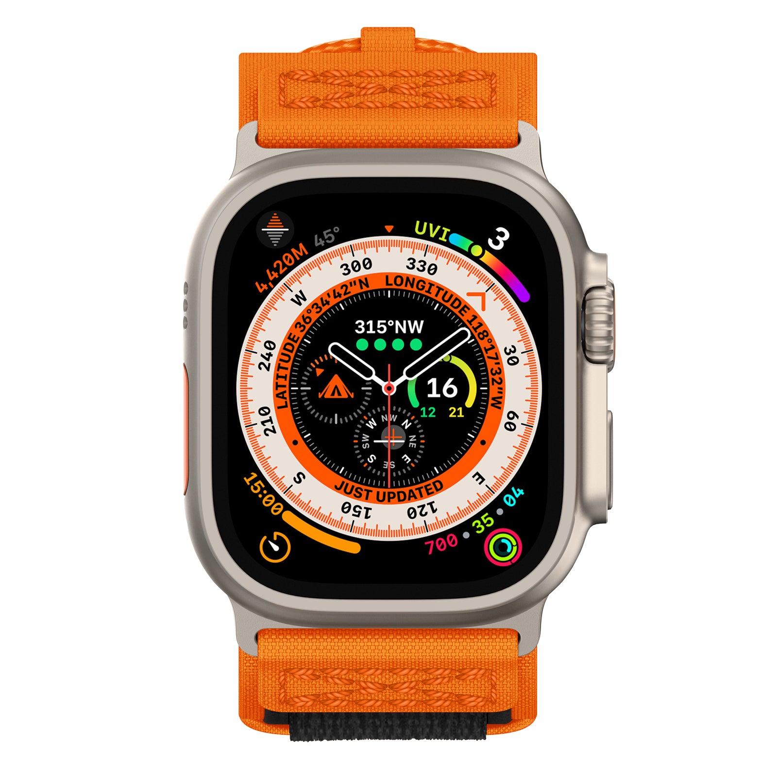 For Apple Watch Ultra 2 Ultra 49mm / Series 9 8 7 45mm / 6 5 4 SE (2023) SE (2022) SE 44mm / 3 2 1 42mm Sport Nylon Braided Watch Band - Orange