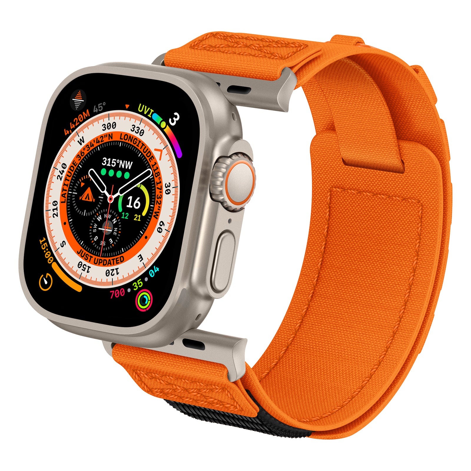 For Apple Watch Ultra 2 Ultra 49mm / Series 9 8 7 45mm / 6 5 4 SE (2023) SE (2022) SE 44mm / 3 2 1 42mm Sport Nylon Braided Watch Band - Orange