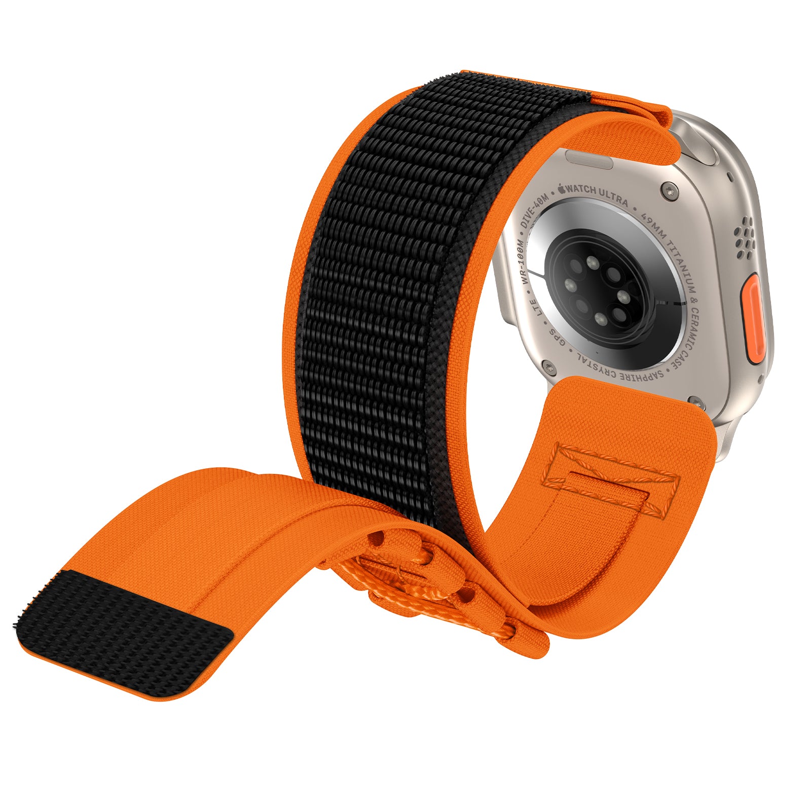 For Apple Watch Ultra 2 Ultra 49mm / Series 9 8 7 45mm / 6 5 4 SE (2023) SE (2022) SE 44mm / 3 2 1 42mm Sport Nylon Braided Watch Band - Orange