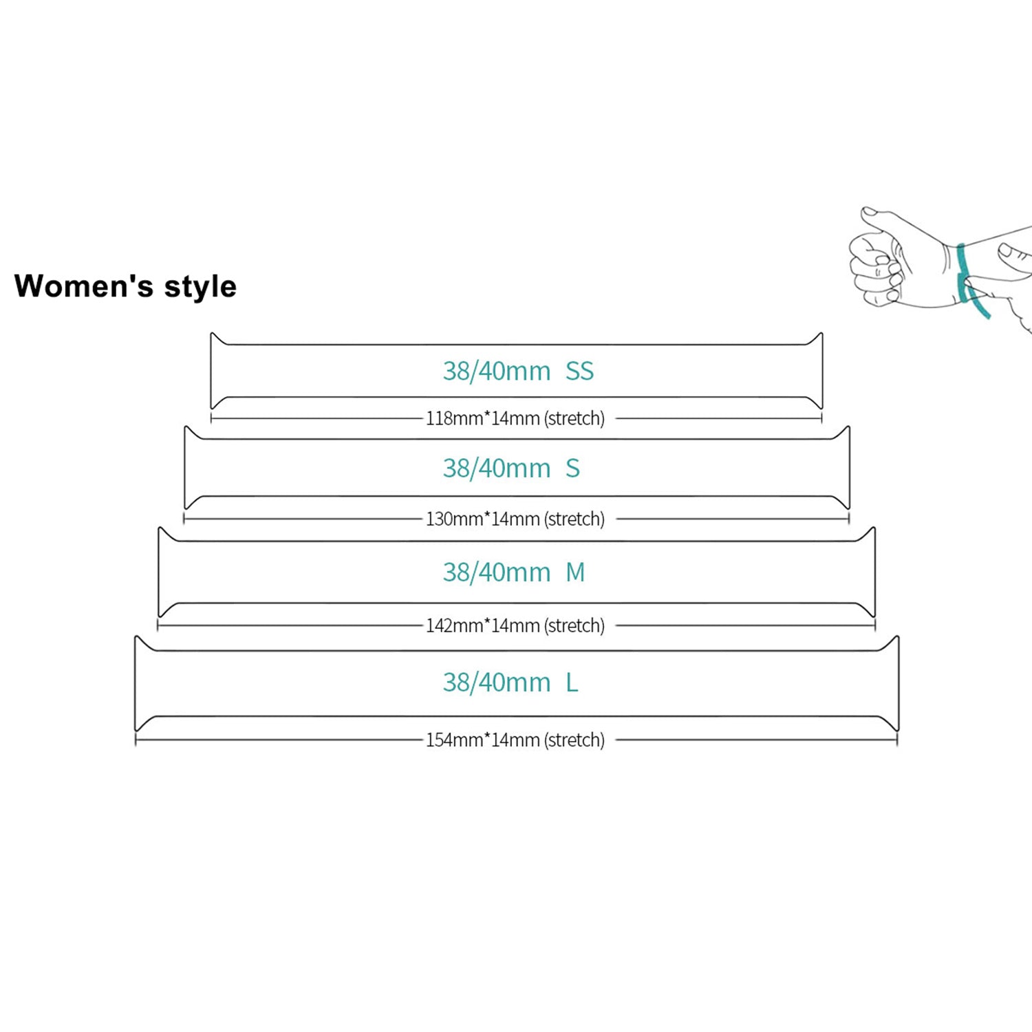 For Apple Watch Series 1 / 2 / 3 38mm / Watch Series4 / 5 / 6 / SE / SE (2022) / SE (2023) Silicone Smartwatch Strap, Size: S - White