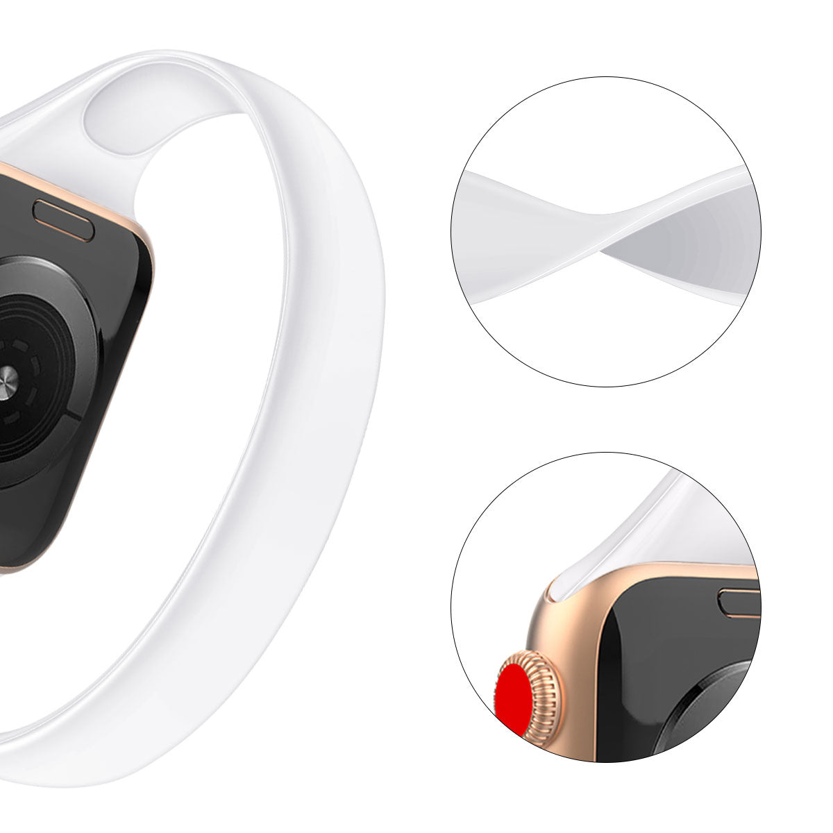 For Apple Watch Series 1 / 2 / 3 38mm / Watch Series4 / 5 / 6 / SE / SE (2022) / SE (2023) Bracelet Silicone Band, Size: M - White