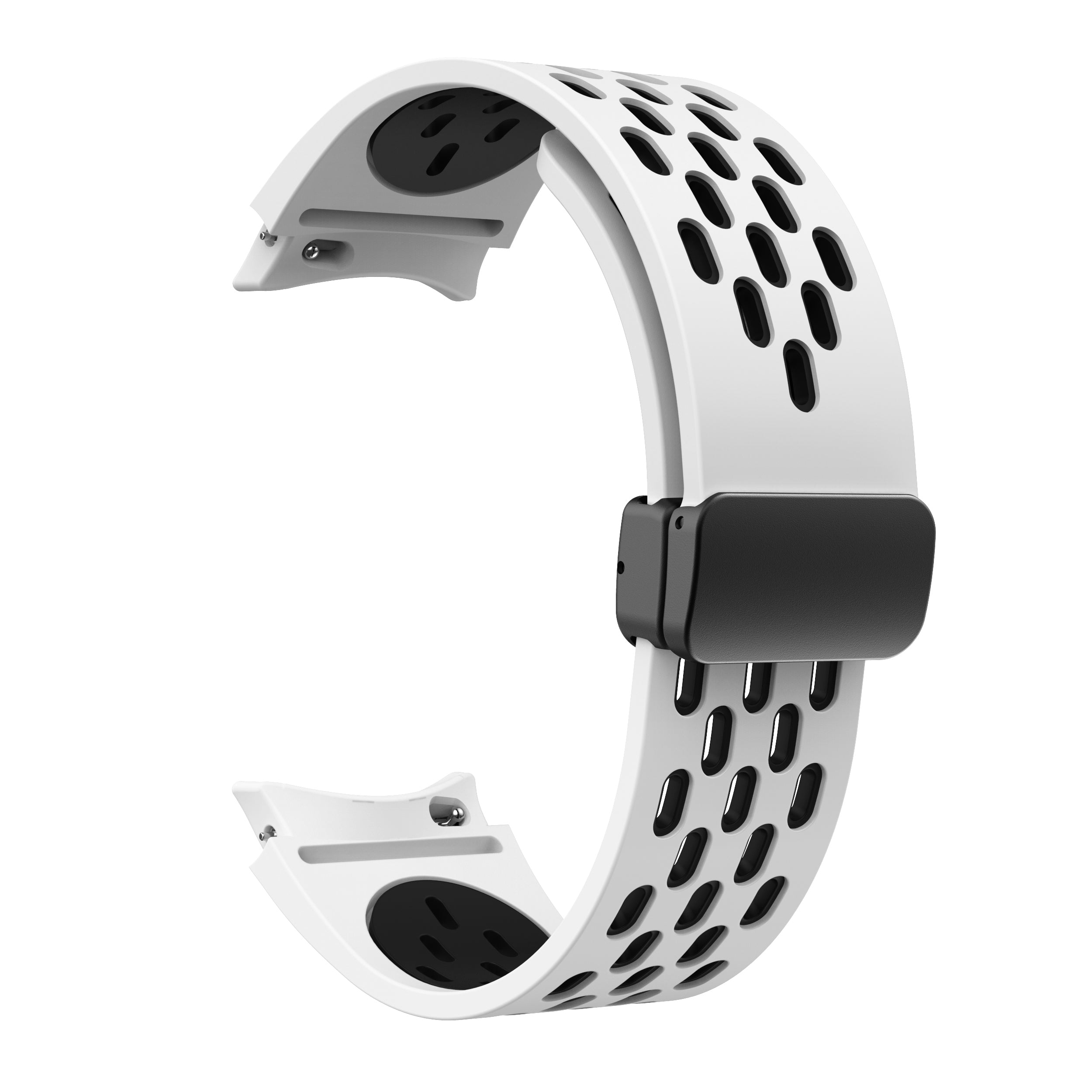 For Samsung Galaxy Watch6 40mm / Watch6 44mm / Watch6 Classic 43mm Silicone Watchband Black Buckle Strap - White+Black