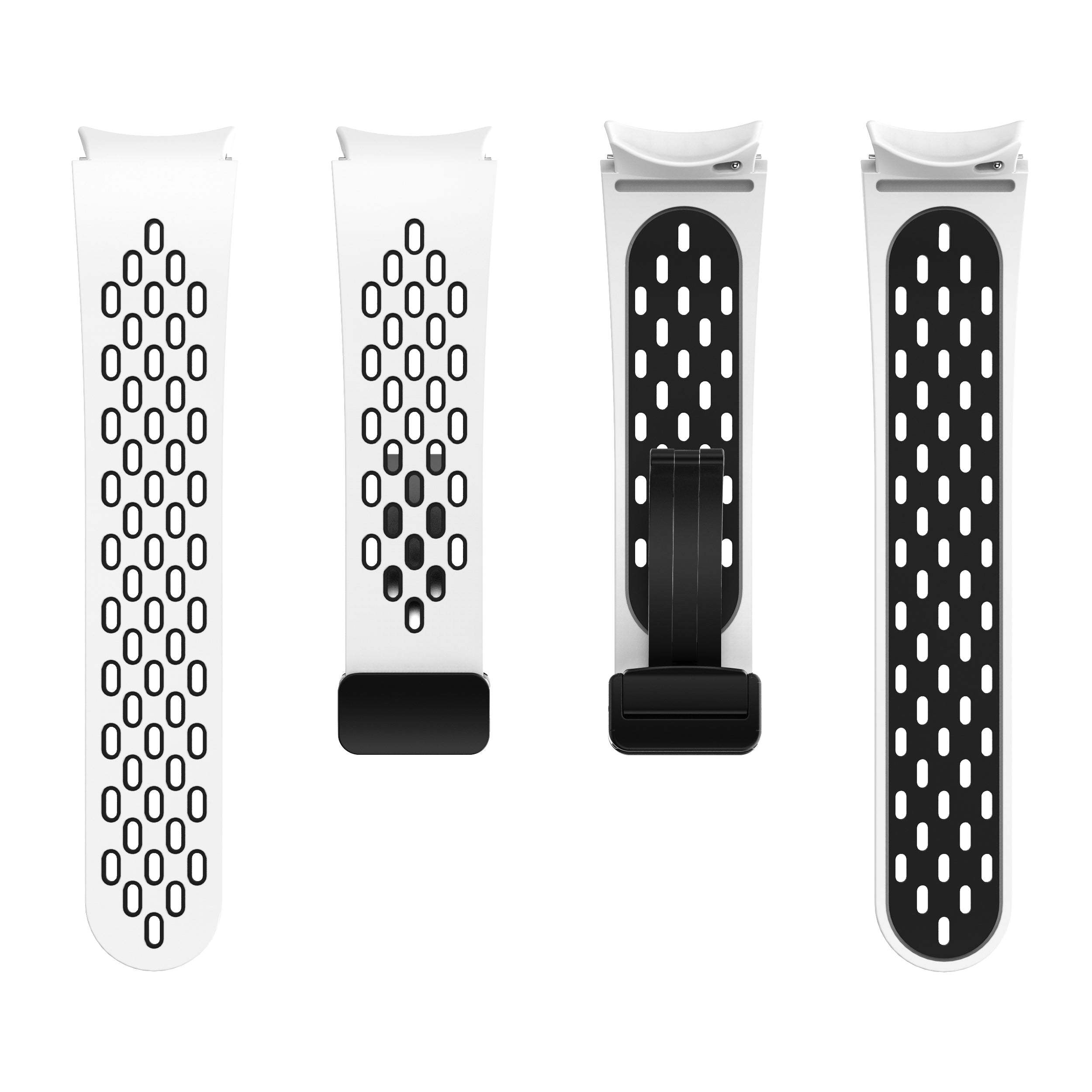 For Samsung Galaxy Watch6 40mm / Watch6 44mm / Watch6 Classic 43mm Silicone Watchband Black Buckle Strap - White+Black