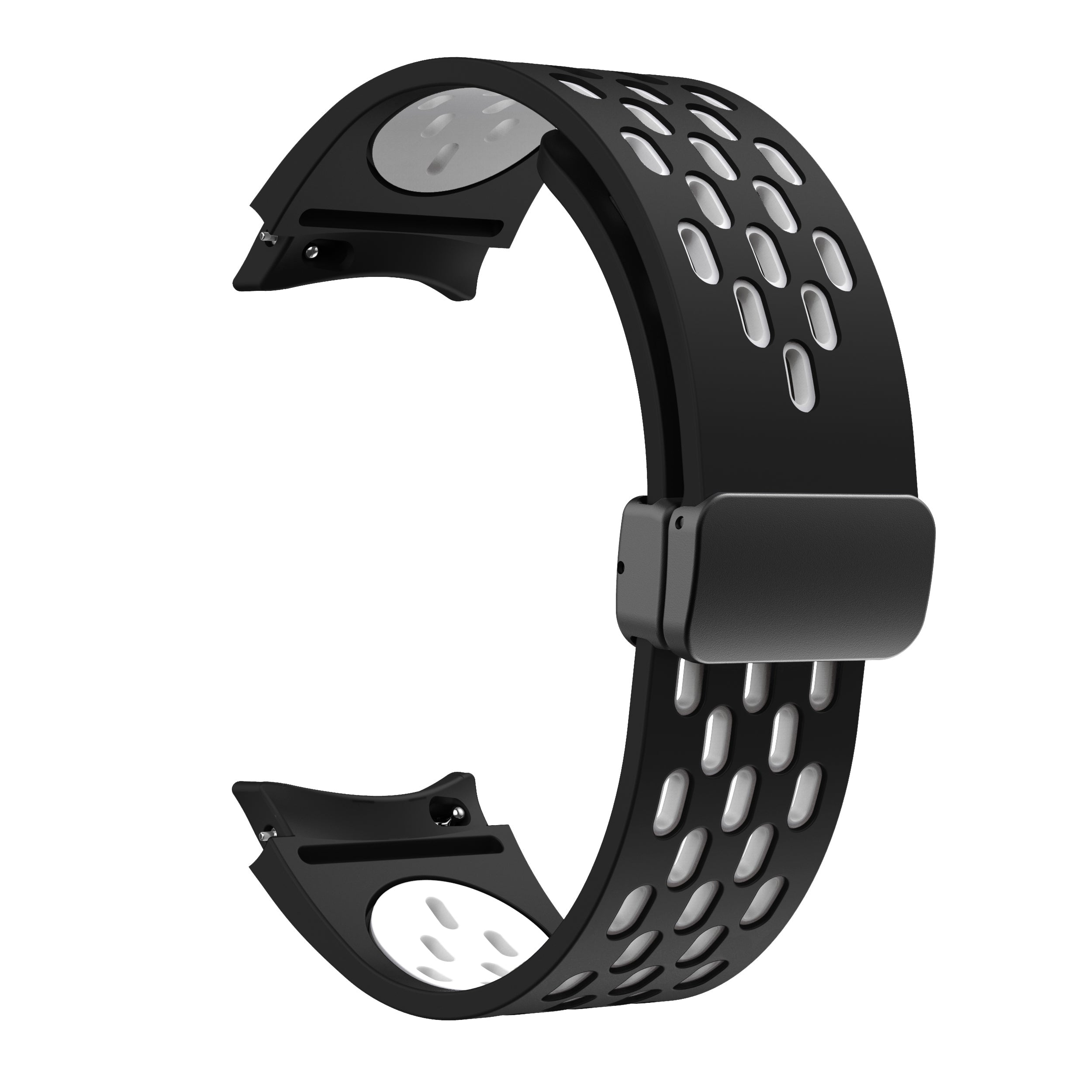 For Samsung Galaxy Watch6 40mm / Watch6 44mm / Watch6 Classic 43mm Silicone Watchband Black Buckle Strap - White+Black