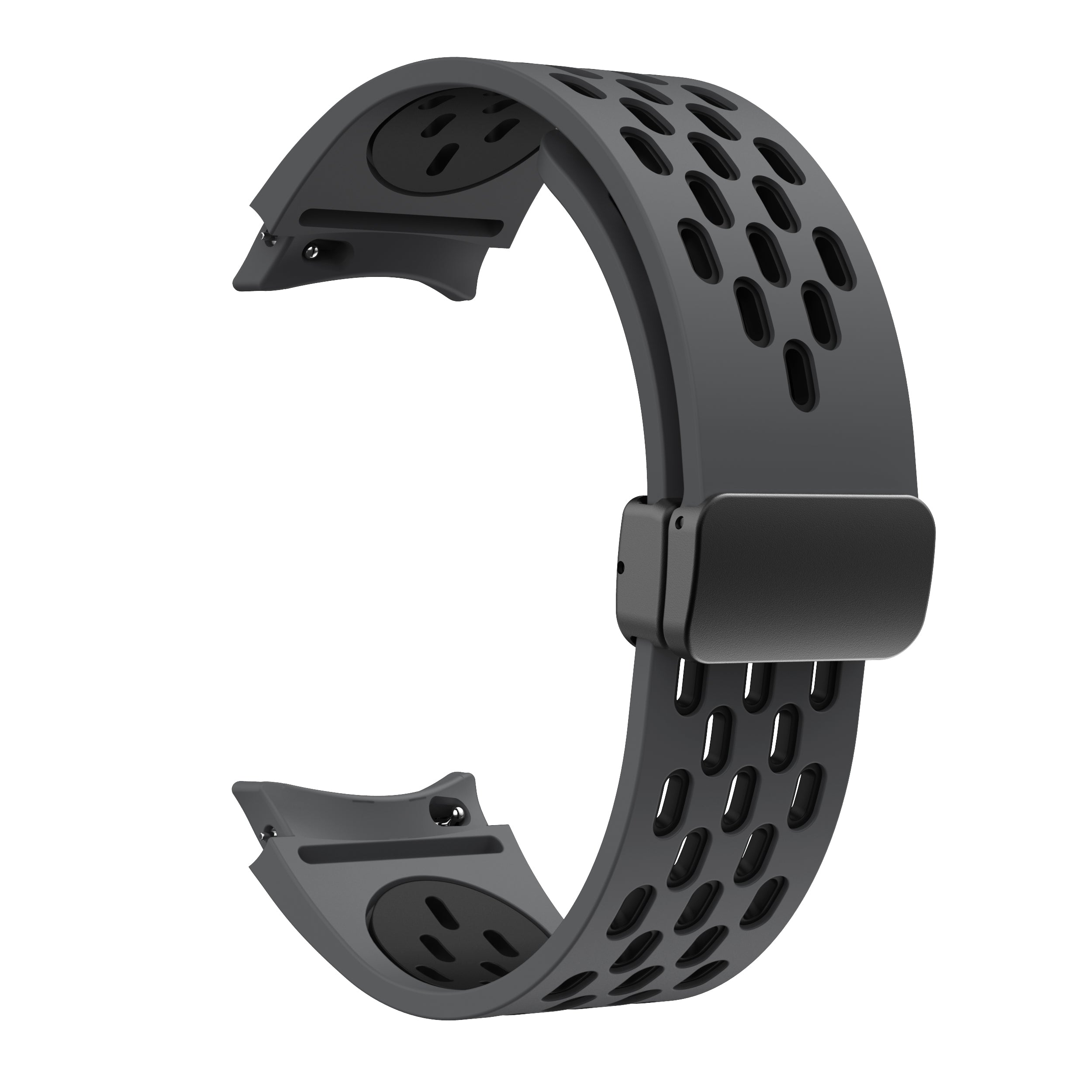 For Samsung Galaxy Watch6 40mm / Watch6 44mm / Watch6 Classic 43mm Silicone Watchband Black Buckle Strap - White+Black