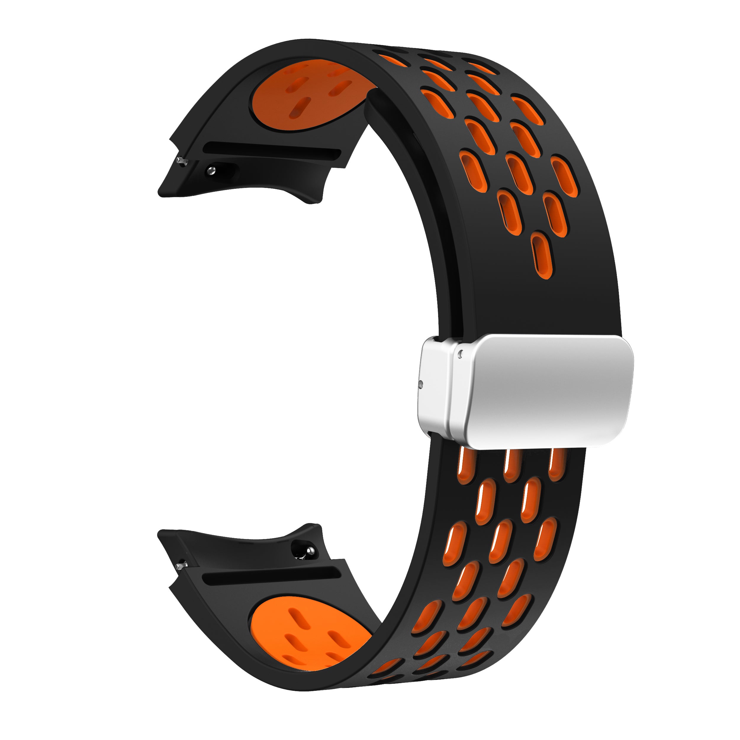 For Samsung Galaxy Watch6 40mm / Watch6 44mm / Watch6 Classic 43mm Watch Strap with Silver Buckle - White+Black