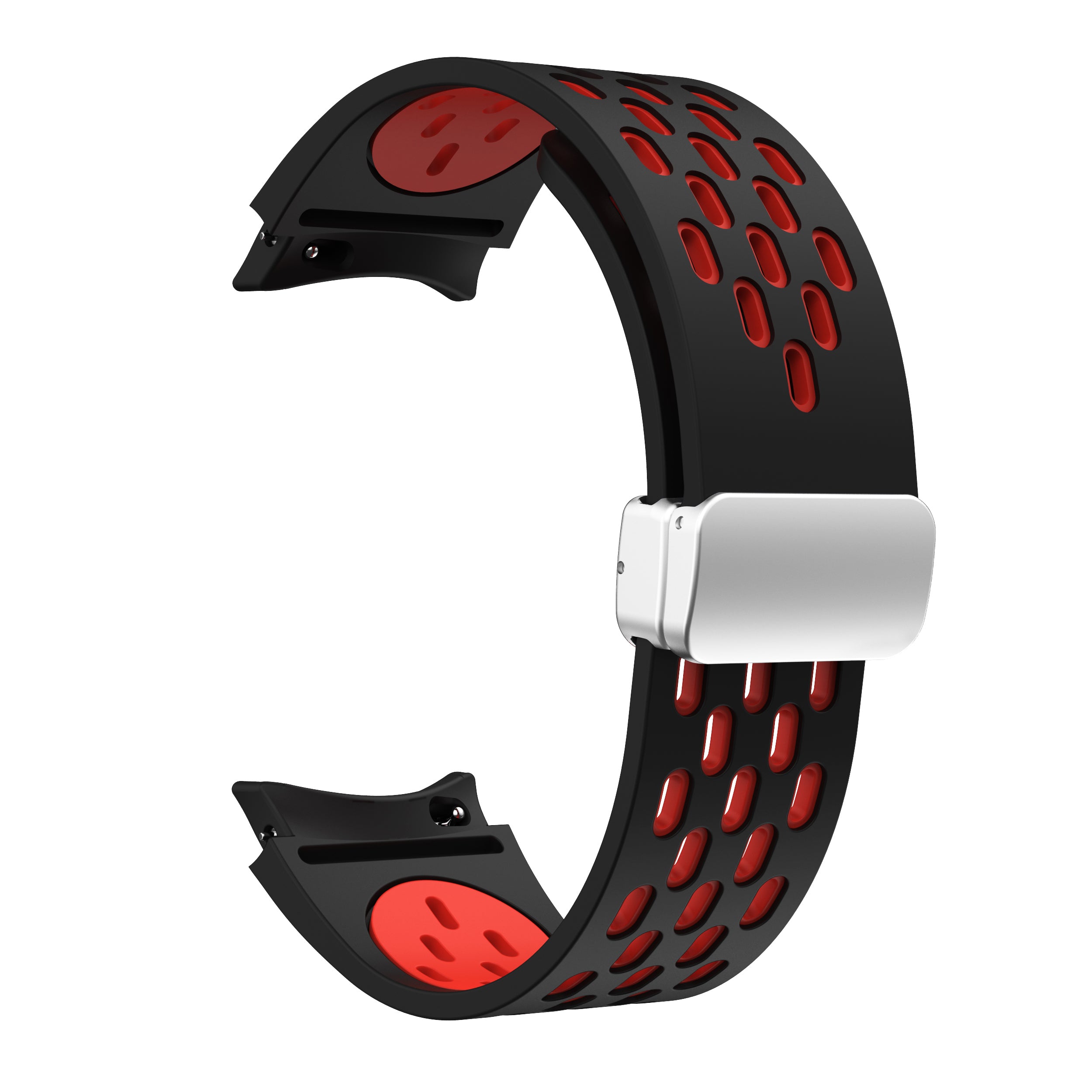 For Samsung Galaxy Watch6 40mm / Watch6 44mm / Watch6 Classic 43mm Watch Strap with Silver Buckle - White+Black