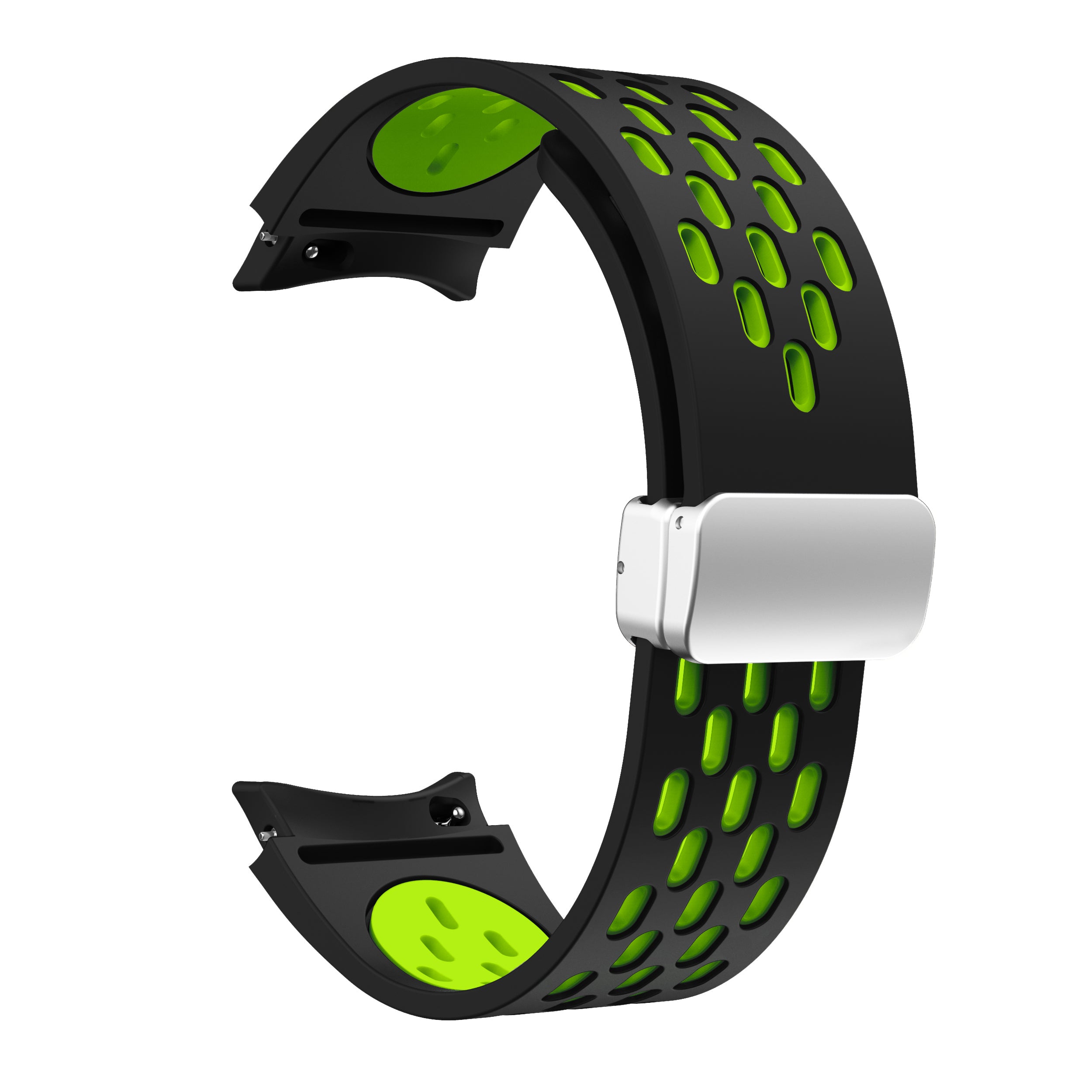 For Samsung Galaxy Watch6 40mm / Watch6 44mm / Watch6 Classic 43mm Watch Strap with Silver Buckle - White+Black