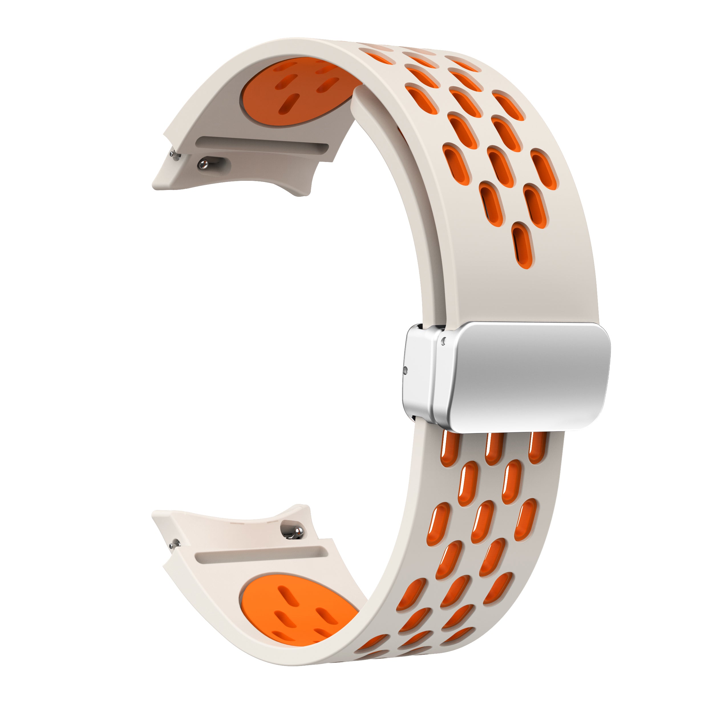 For Samsung Galaxy Watch6 40mm / Watch6 44mm / Watch6 Classic 43mm Watch Strap with Silver Buckle - White+Black