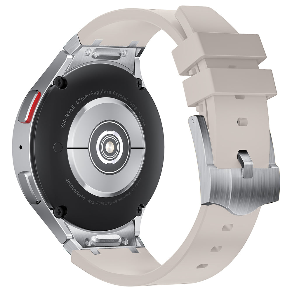 For Samsung Galaxy Watch6 / Watch 5 / Watch4 Silicone Watch Band with Silver Connector - Silver+Orange