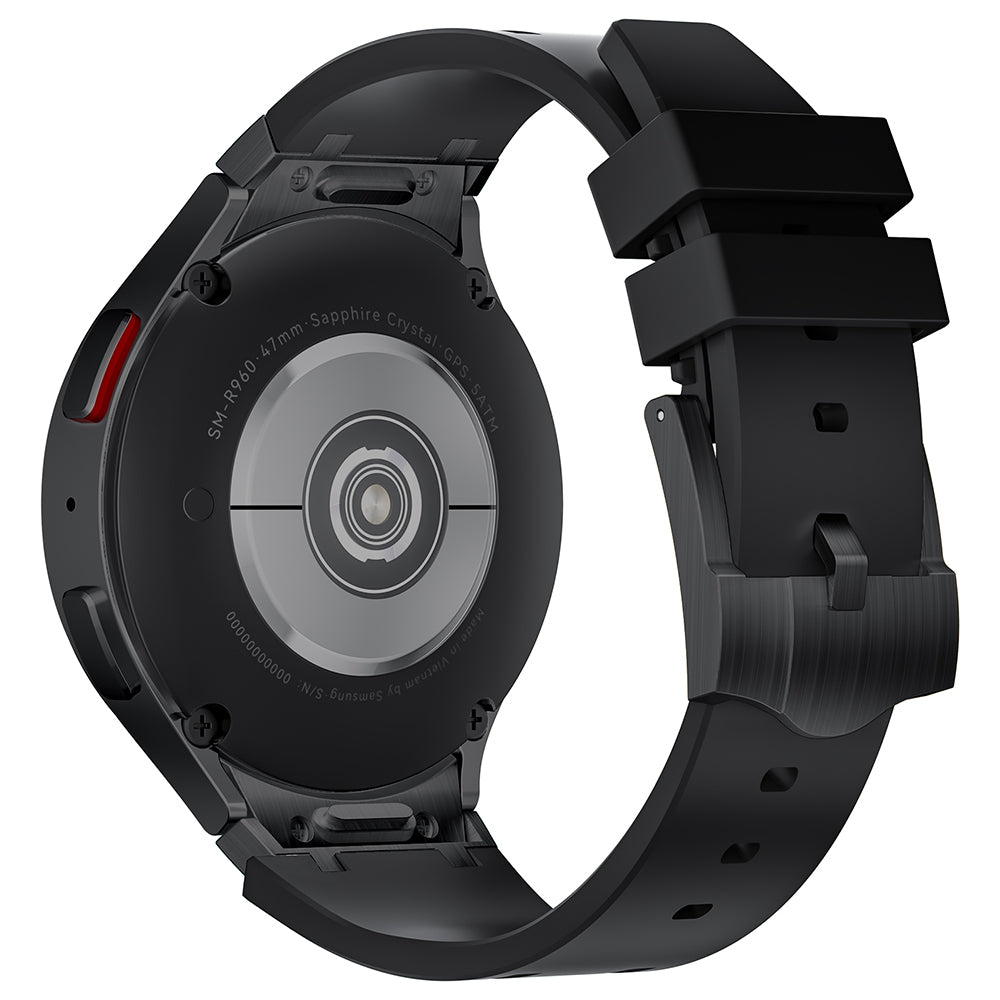 For Samsung Galaxy Watch6 / Watch 5 / Watch4 Soft Strap Silicone Watch Band with Black Connector - Black+Orange
