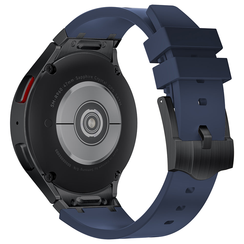 For Samsung Galaxy Watch6 / Watch 5 / Watch4 Soft Strap Silicone Watch Band with Black Connector - Black+Orange