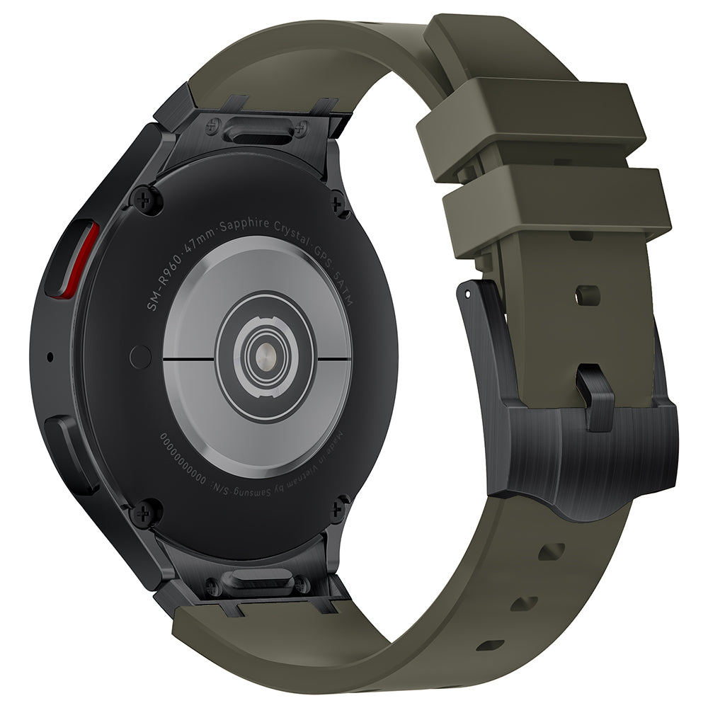 For Samsung Galaxy Watch6 / Watch 5 / Watch4 Soft Strap Silicone Watch Band with Black Connector - Black+Orange