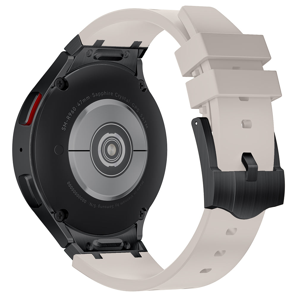 For Samsung Galaxy Watch6 / Watch 5 / Watch4 Soft Strap Silicone Watch Band with Black Connector - Black+Orange