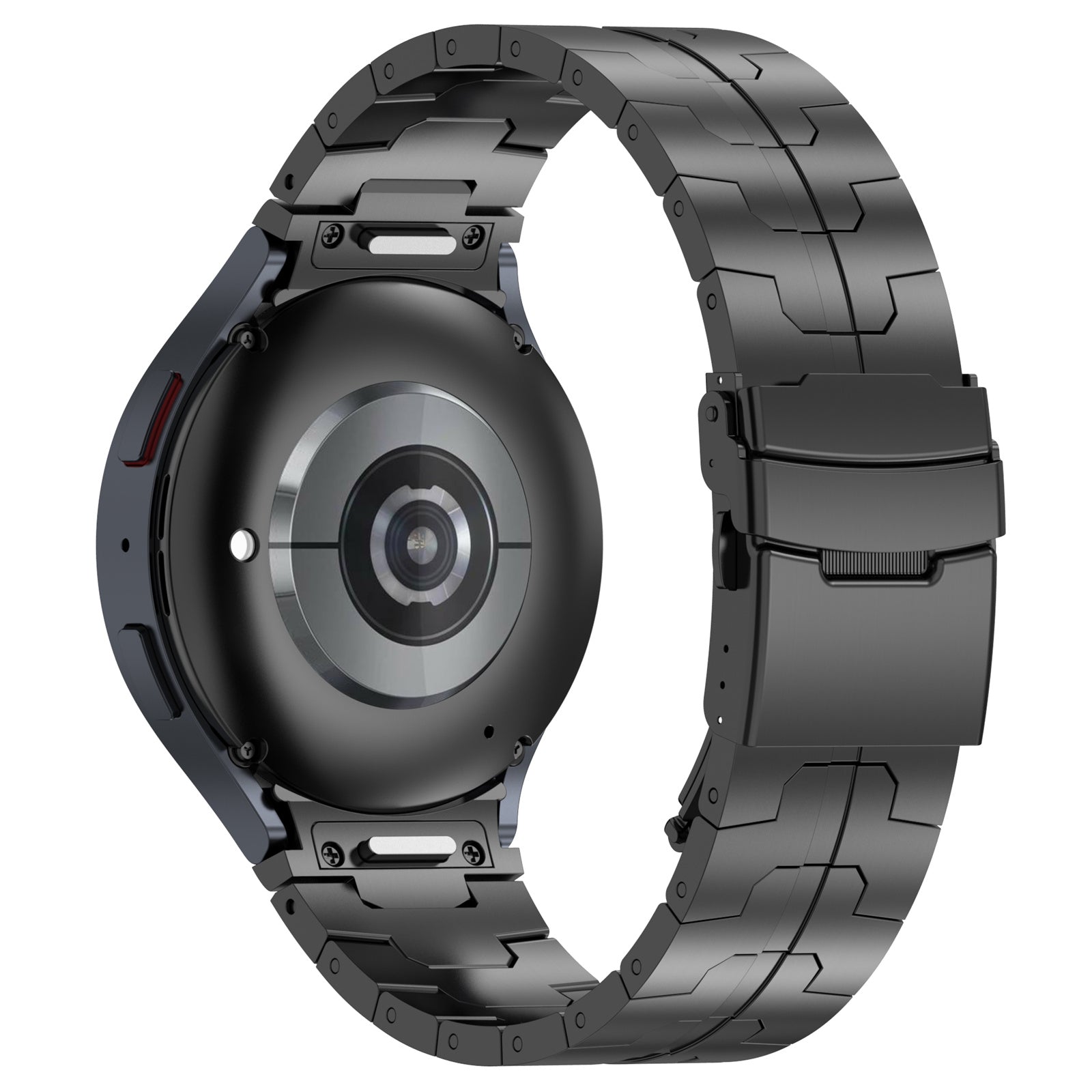 For Samsung Galaxy Watch6 / Watch 5 / Watch4 Watch Strap Stainless Steel Watch Band with Connector - Black