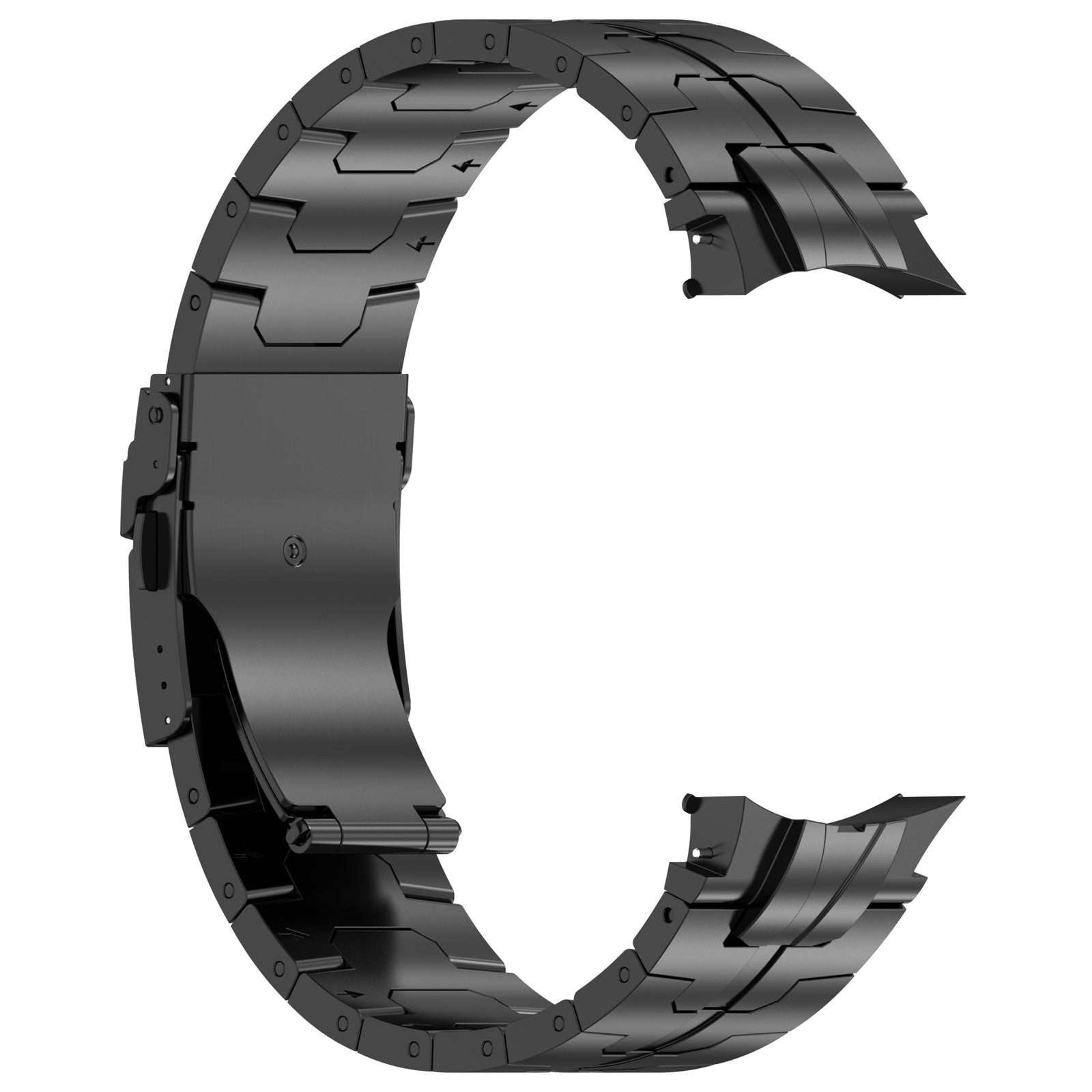 For Samsung Galaxy Watch6 / Watch 5 / Watch4 Watch Strap Stainless Steel Watch Band with Connector - Black