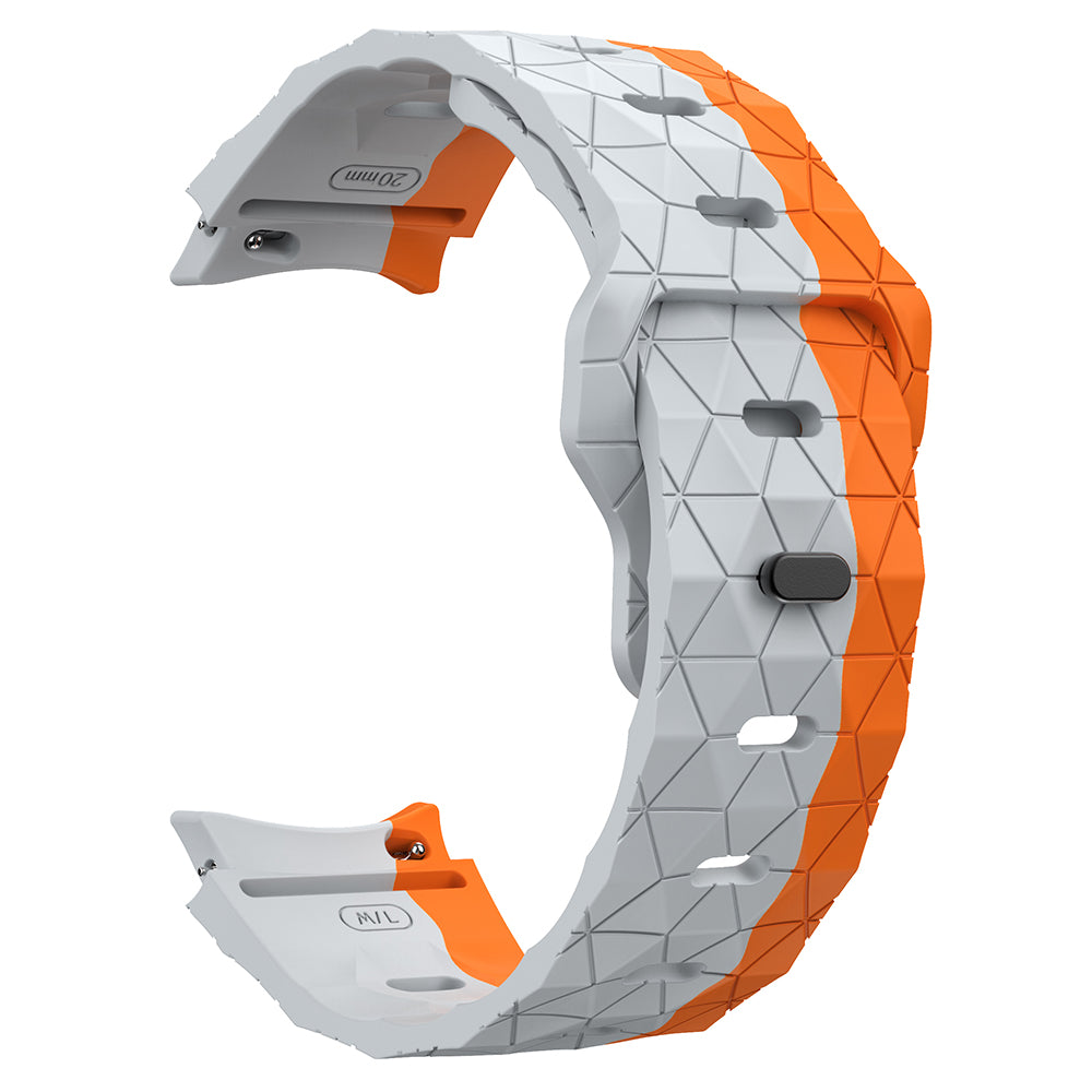 For Samsung Galaxy Watch6 / Watch 5 / Watch4 Silicone Strap Dual Color Watch Band Football Pattern - Grey+Orange