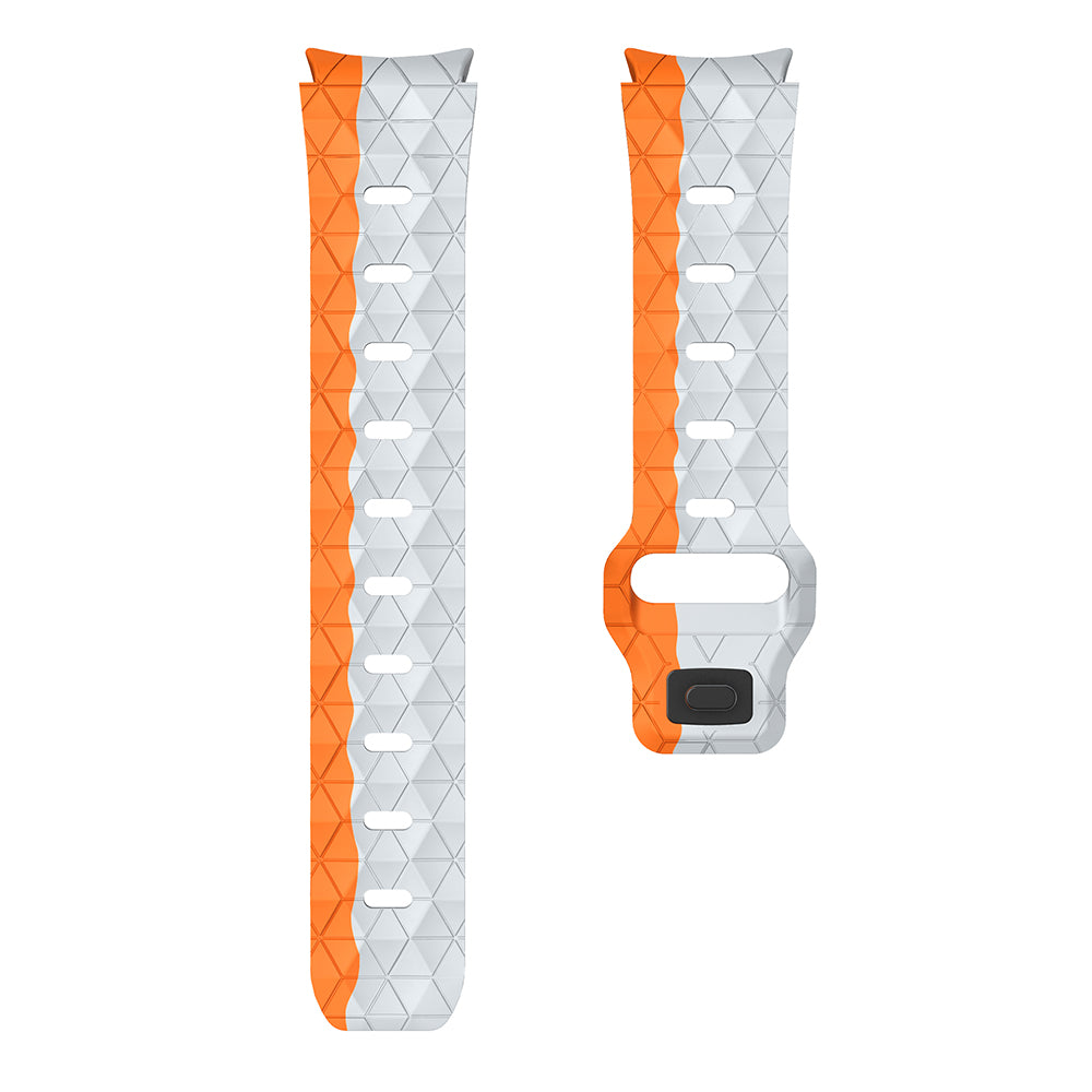 For Samsung Galaxy Watch6 / Watch 5 / Watch4 Silicone Strap Dual Color Watch Band Football Pattern - Grey+Orange