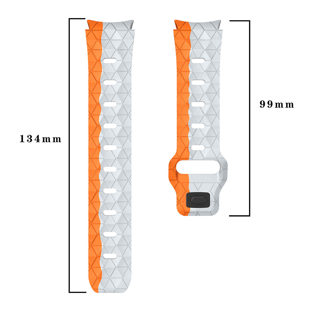 For Samsung Galaxy Watch6 / Watch 5 / Watch4 Silicone Strap Dual Color Watch Band Football Pattern - Grey+Orange