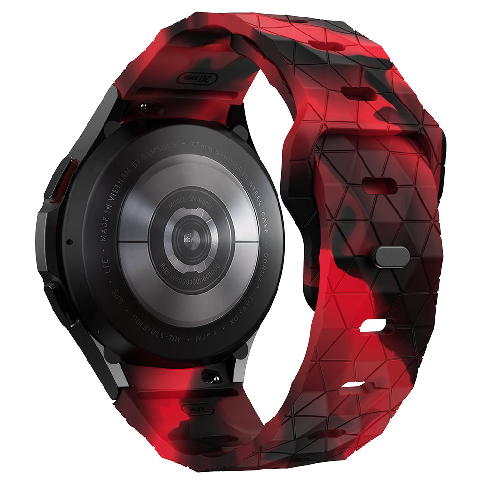 For Samsung Galaxy Watch6 / Watch 5 / Watch4 Silicone Strap Dual Color Watch Band Football Pattern - Grey+Orange