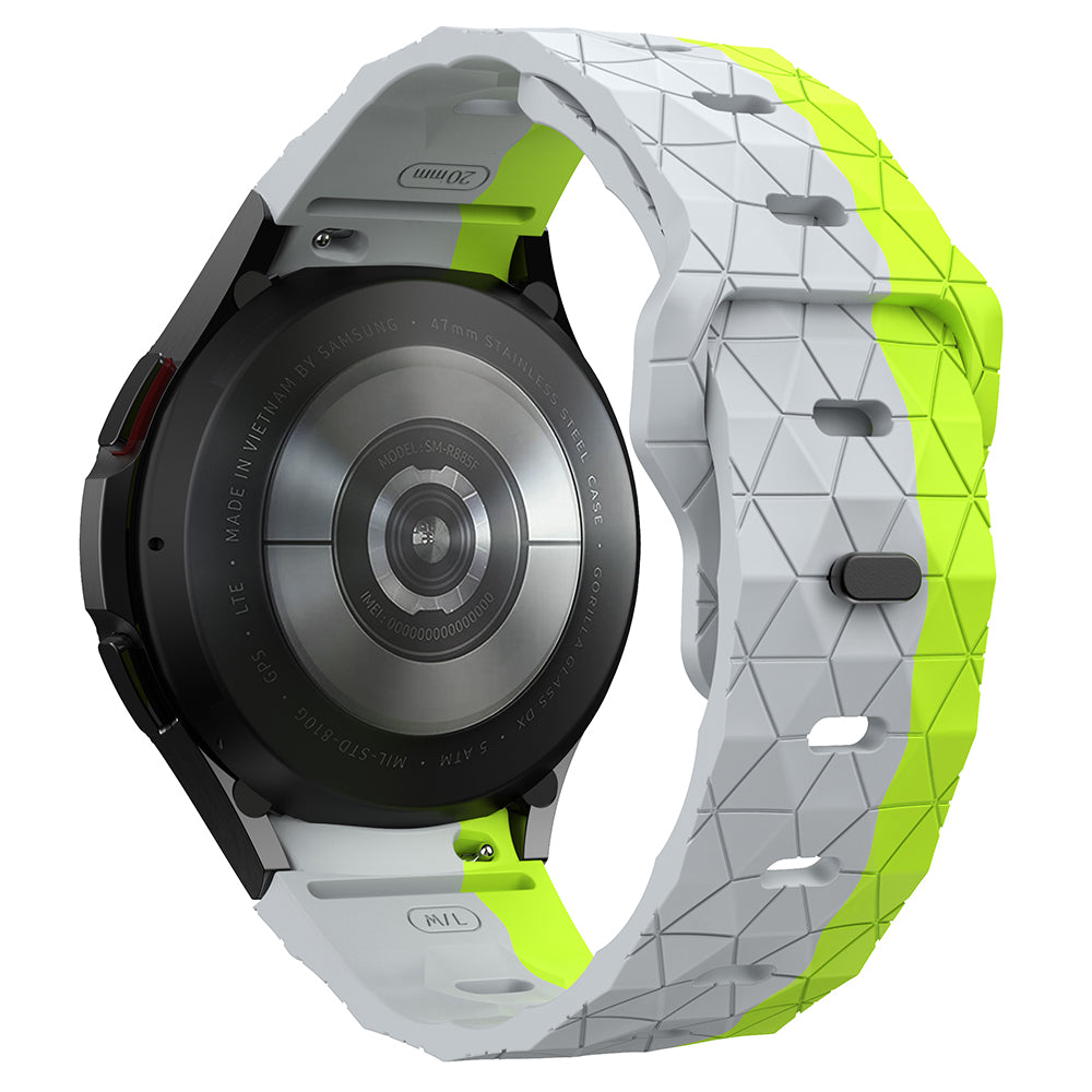 For Samsung Galaxy Watch6 / Watch 5 / Watch4 Silicone Strap Dual Color Watch Band Football Pattern - Grey+Orange