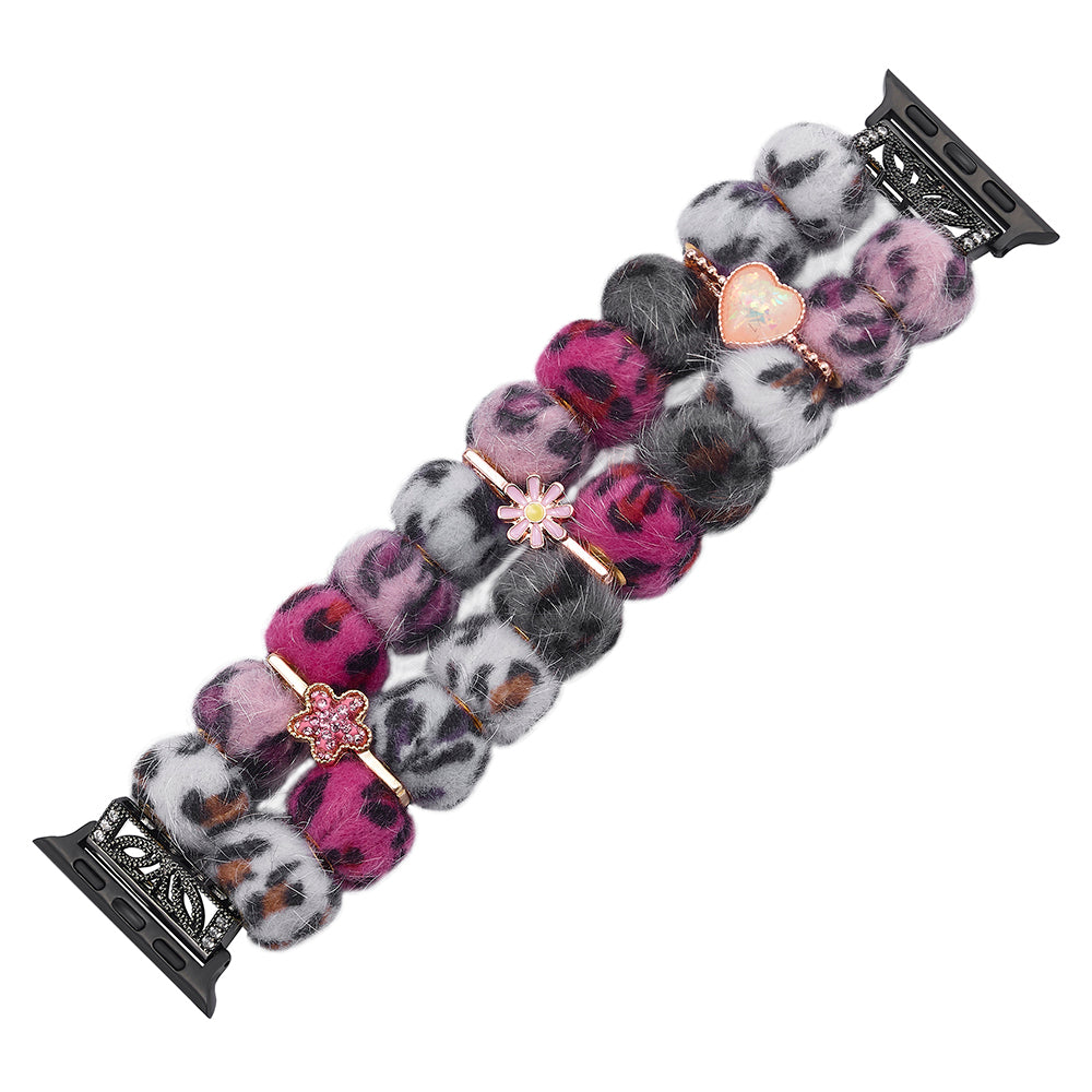 For Apple Watch Ultra 2 Ultra 49mm / Series 9 8 7 45mm / SE (2023) SE (2022) SE 6 5 4 44mm / 3 2 1 42mm Band Beaded Bracelet - Colorful Leopard
