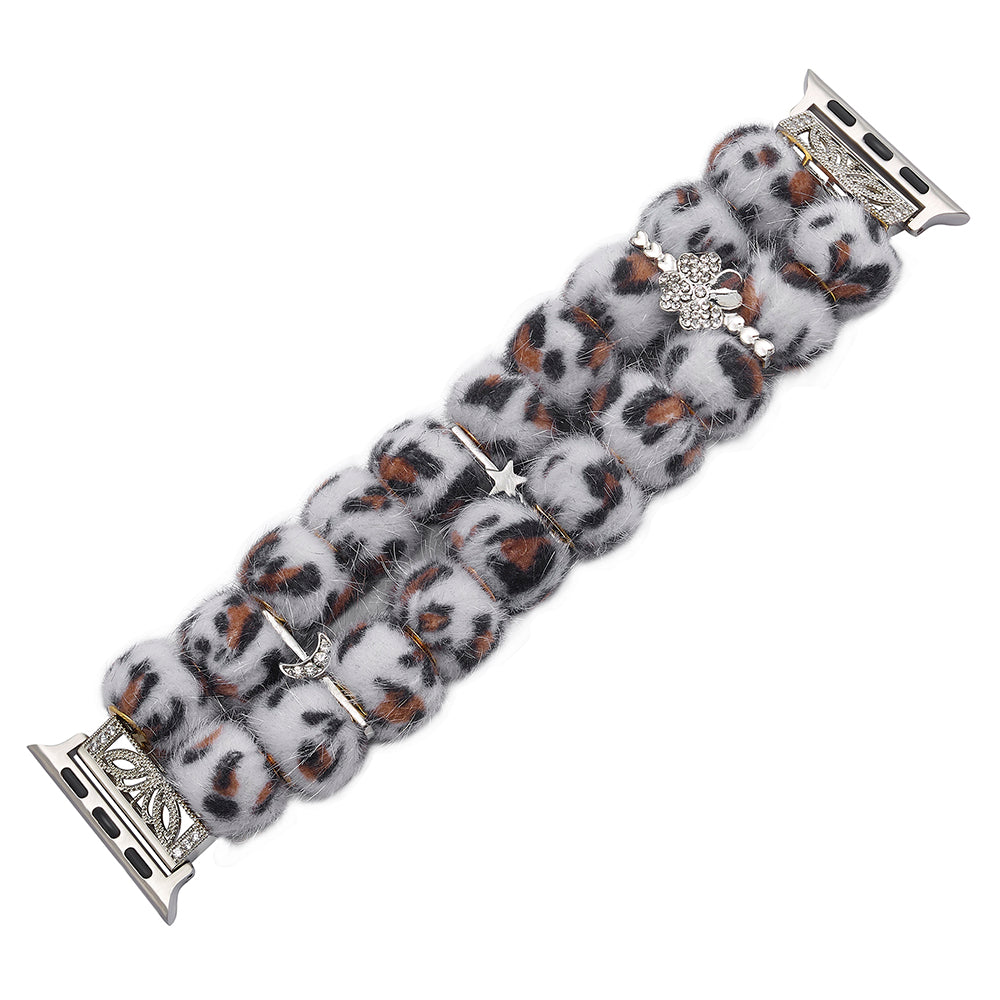 For Apple Watch Ultra 2 Ultra 49mm / Series 9 8 7 45mm / SE (2023) SE (2022) SE 6 5 4 44mm / 3 2 1 42mm Band Beaded Bracelet - Colorful Leopard
