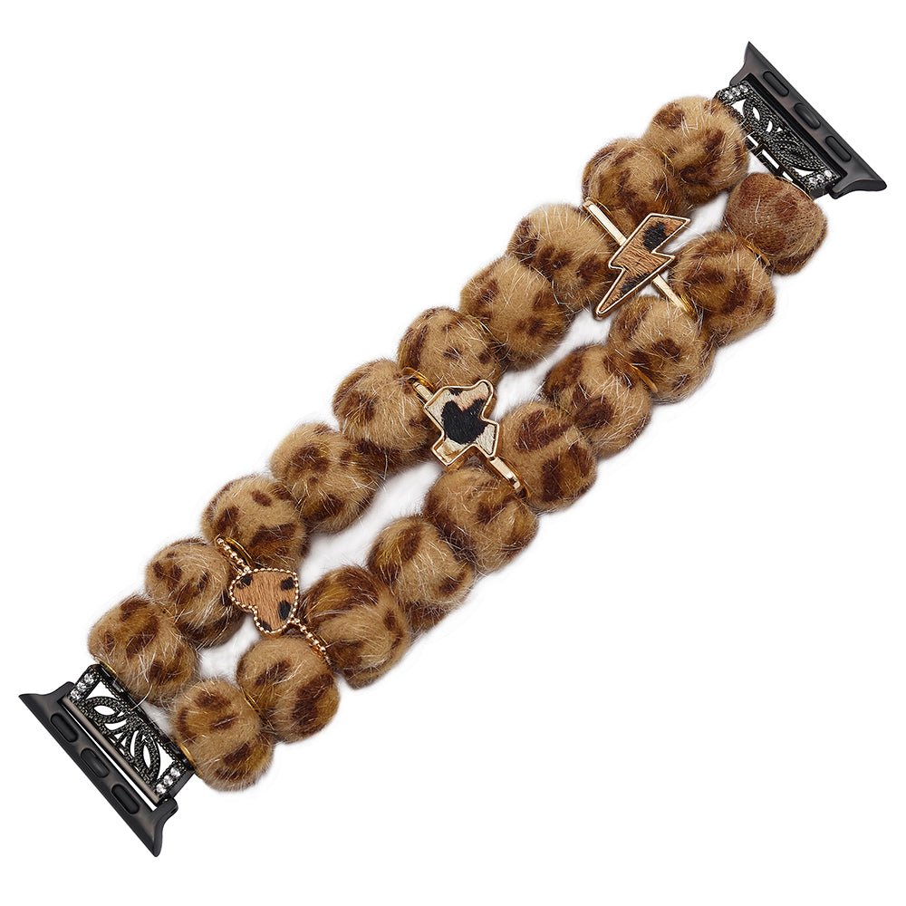 For Apple Watch Ultra 2 Ultra 49mm / Series 9 8 7 45mm / SE (2023) SE (2022) SE 6 5 4 44mm / 3 2 1 42mm Band Beaded Bracelet - Colorful Leopard