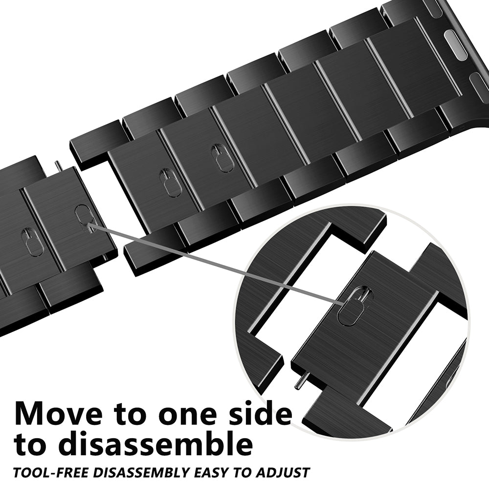 For Apple Watch Ultra 2 Ultra 49mm  /  9 8 7 45mm  /  SE (2023) SE (2022) SE 6 5 4 44mm  /  3 2 1 42mm Watch Band 3 Beads Strap - Black