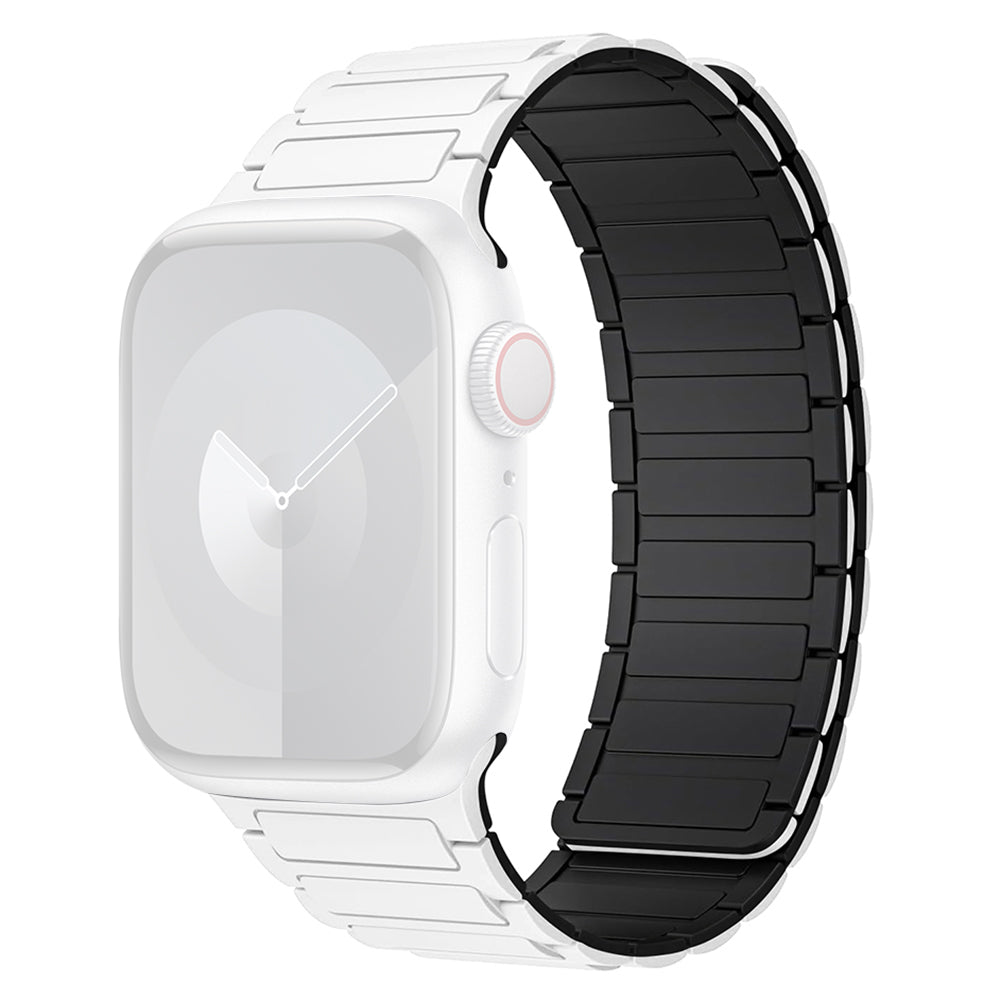 For Apple Watch Ultra 2 Ultra 49mm  /  9 8 7 45mm  /  SE (2023) SE (2022) SE 6 5 4 44mm  /  3 2 1 42mm 3 Beads Watch Strap - Black+Orange