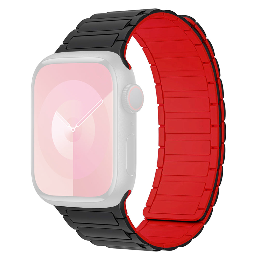 For Apple Watch Ultra 2 Ultra 49mm  /  9 8 7 45mm  /  SE (2023) SE (2022) SE 6 5 4 44mm  /  3 2 1 42mm 3 Beads Watch Strap - Black+Orange